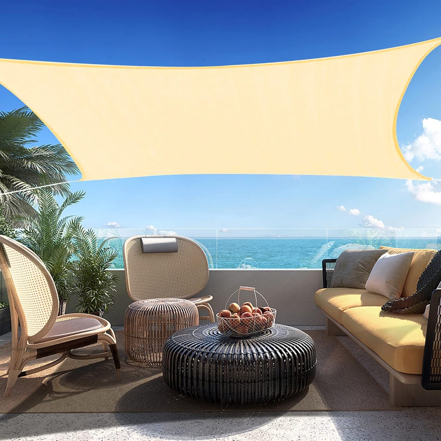 13' x 15' Beige Rectangle Sun Shade Sail SSP1212 Canopy Durable Fabric UV Block Awning,We Make Custom Orders