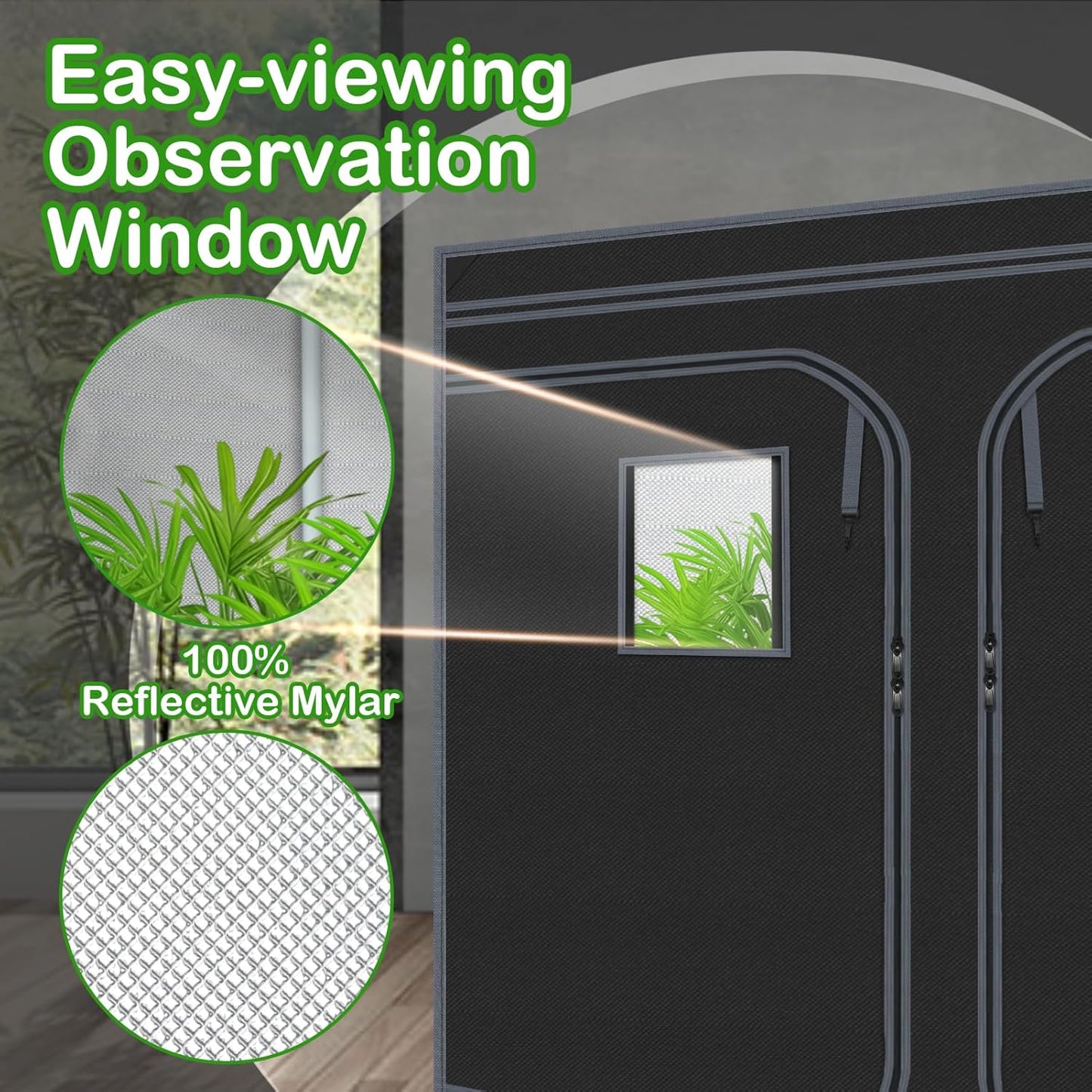 Grow Tent, 120"x60"x78" Hydroponic Mylar Grow Tent Reflective Garden Growing Dark Room with Observation Window, Removable Floor Tray for Indoor Plant Growing 10x5