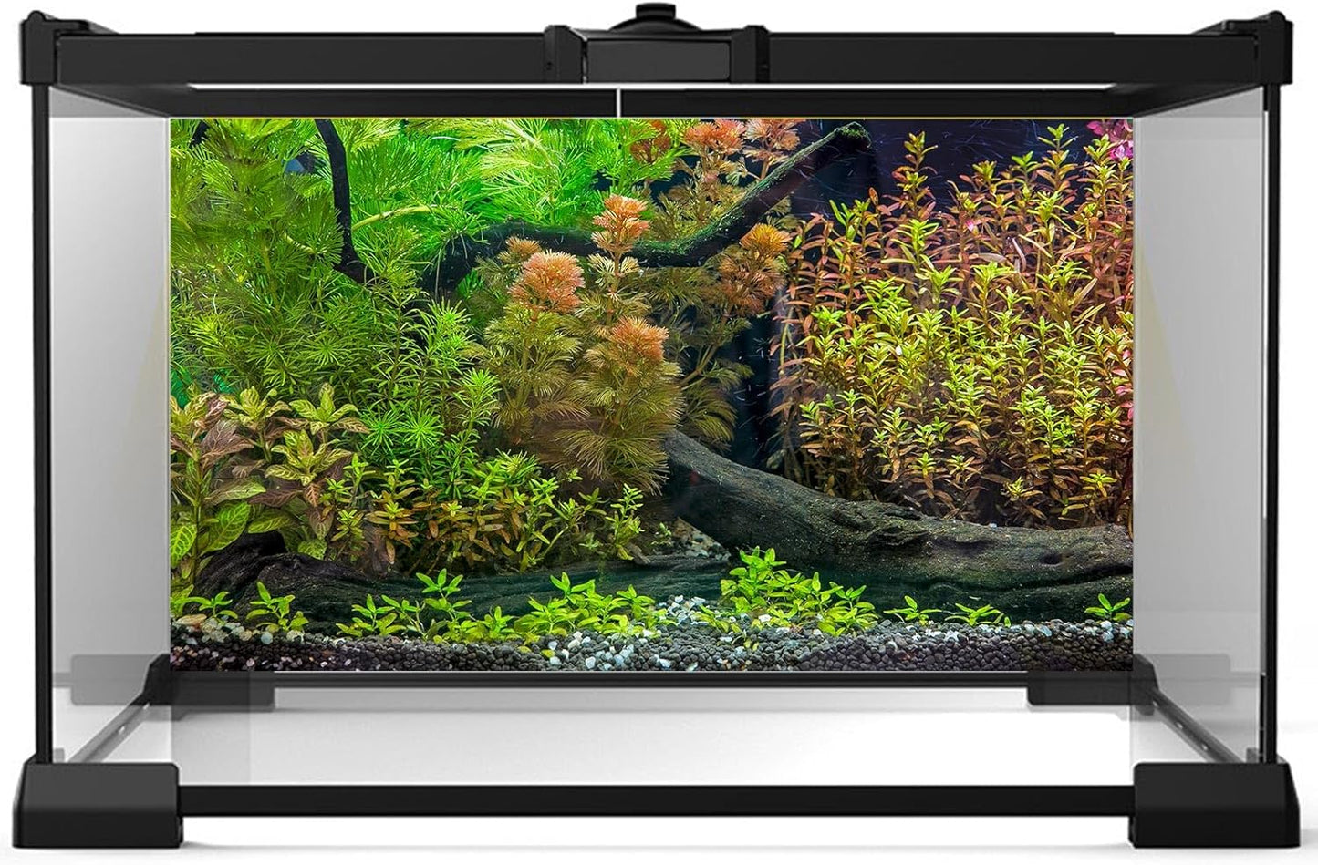 Aquarium Backdrop Underwater Grass Leaves with Pebbles Exquisite Aquarium Background Vivid Green Aquatic Plant Stone River Bed Fish Dead Wood Fresh Leaves Tank Background Decors Vinyl 72x16in