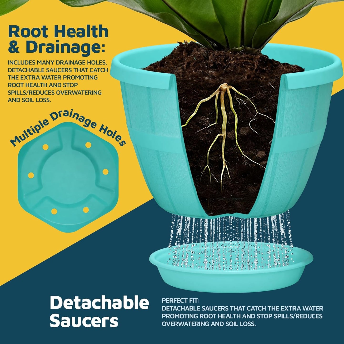 10-Inch Whiskey Barrel Planters Outdoor Pack of 25 - Durable Plastic Plant Pots for Indoor & Outdoor Use with Drainage & Saucer, Lightweight Rustic Barrel Planters for Flowers, Herbs & Small Plants