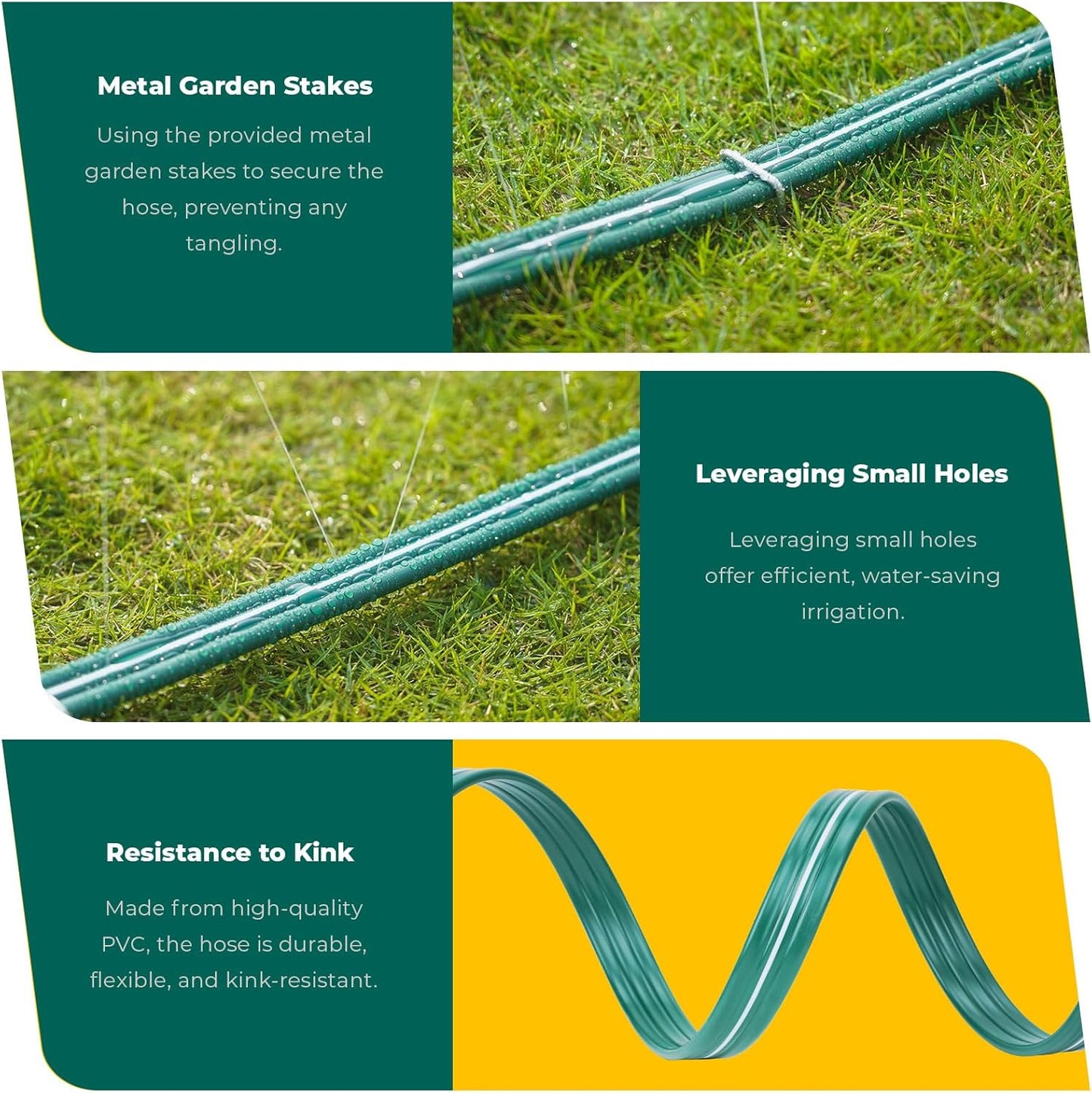 Sprinkler Soaker Hose 25ft 2Pack for Garden Lawn, Watering Pipe with Holes, High-Efficiency Water-Saving Garden Irrigation System, Drip Hose Sprinkler