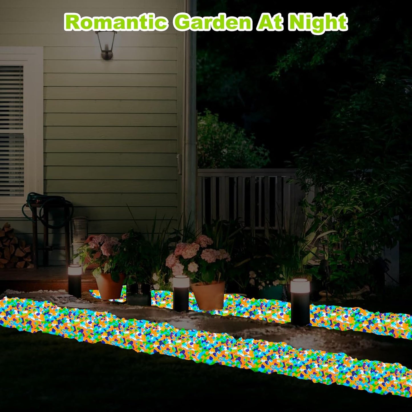 200pc Glow Stones Glow in The Dark Rocks Outdoor Decorative Stones Glow in Dark Pebbles Luminous Stones for Walkway Glowing Rocks for Garden Yard Aquarium Patio Lawn,Color
