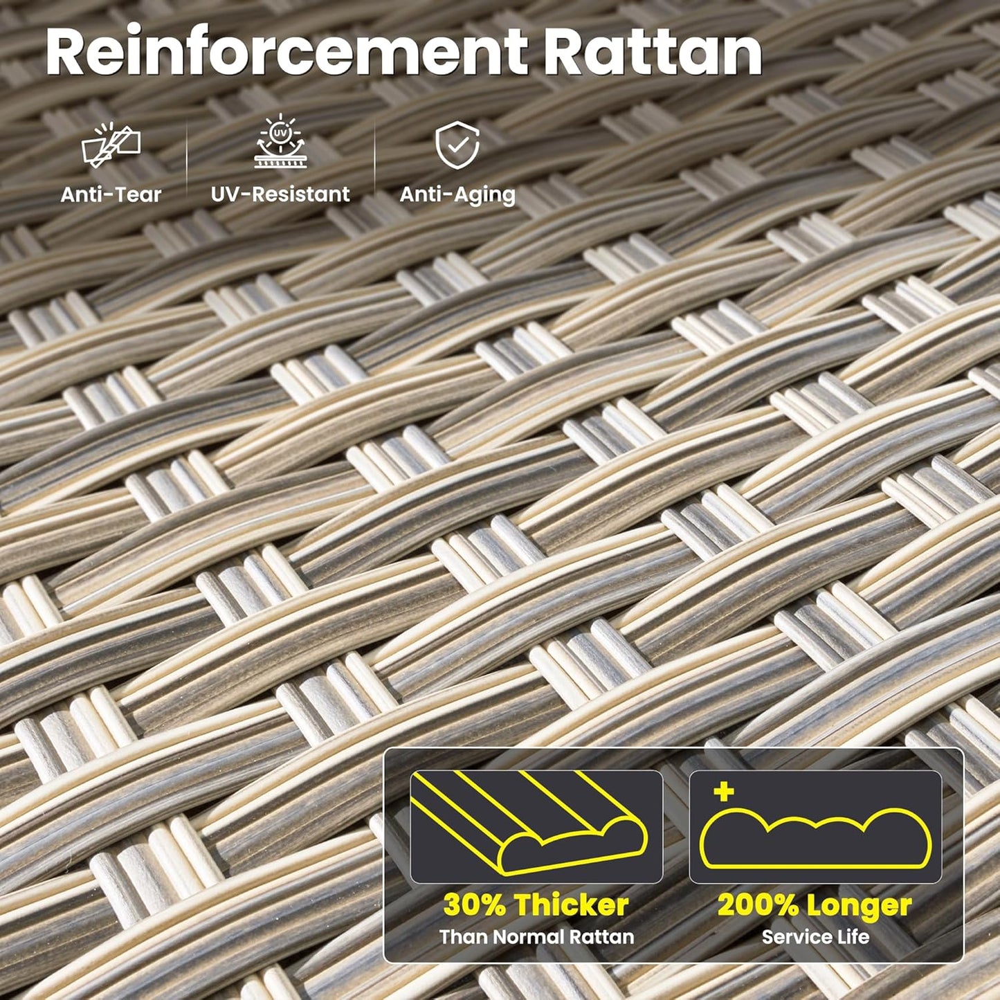 ovios 5 Pieces Patio Furniture Set Outdoor Sectional Sofa Couch with Deep Seat Chaise Comfy Cushions, Modern Modular Wicker Rattan Conversation Set Porch Deck Garden, Beige