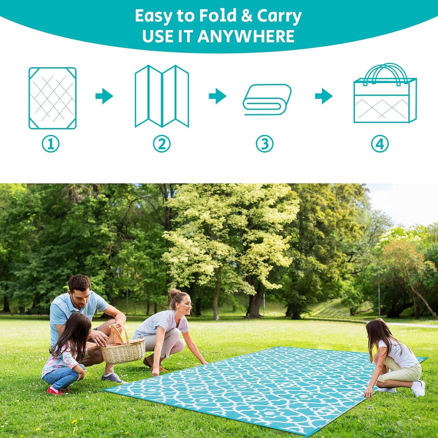 HEBE Outdoor Rug Waterproof 8x10, Plastic Straw Rug Camping Rug, Reversible Outdoor Patio Rugs RV Mat Clearance, Indoor Outside Floor Carpet for Porch,Deck,Camper,Balcony,Backyard