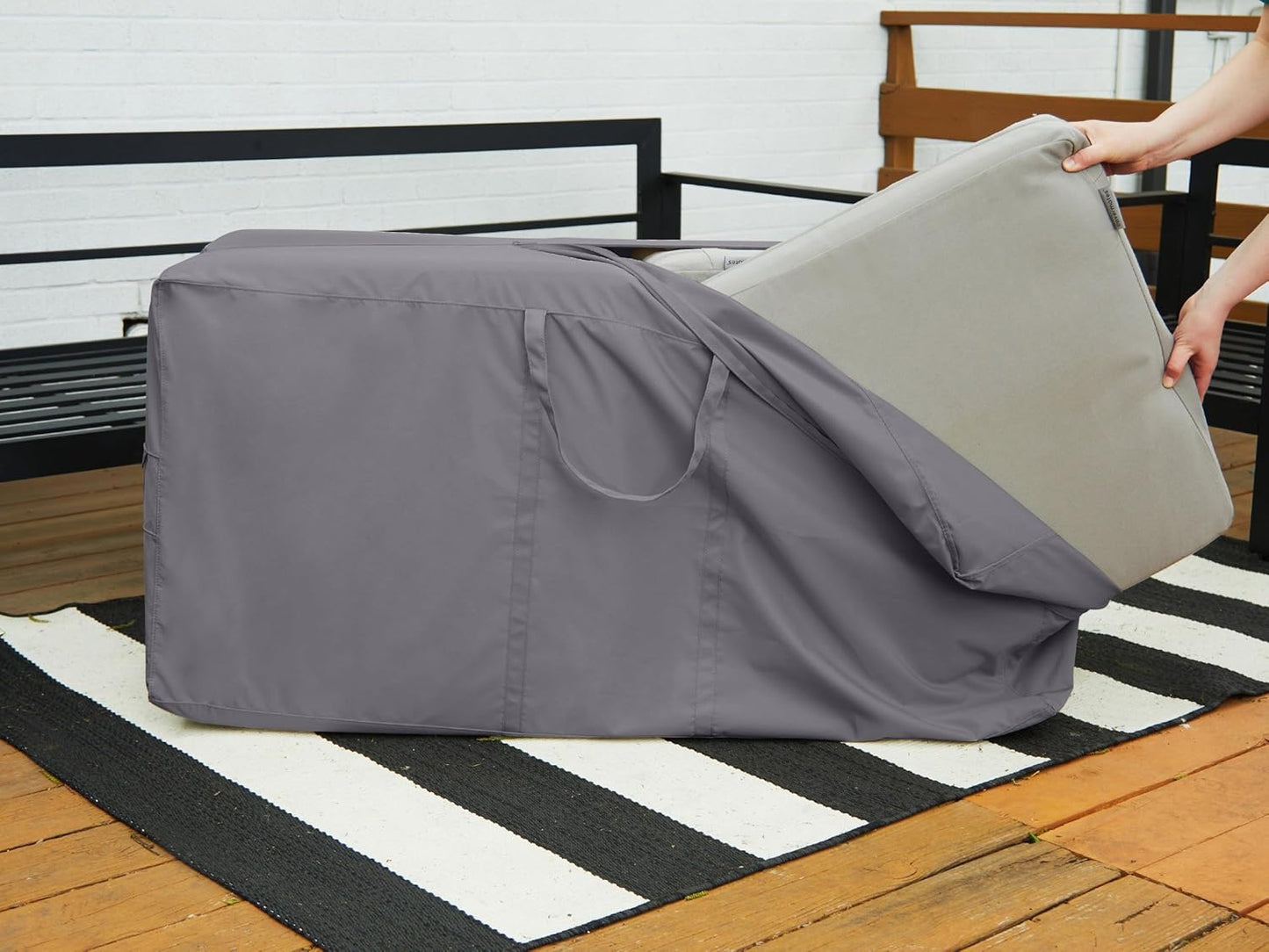 Covermates Cushion Storage Bag - Weather Resistant Polyester, Weather Resistant, Water Resistant Zipper, Cover Accessories, 48Wx 16D x 22H, Charcoal