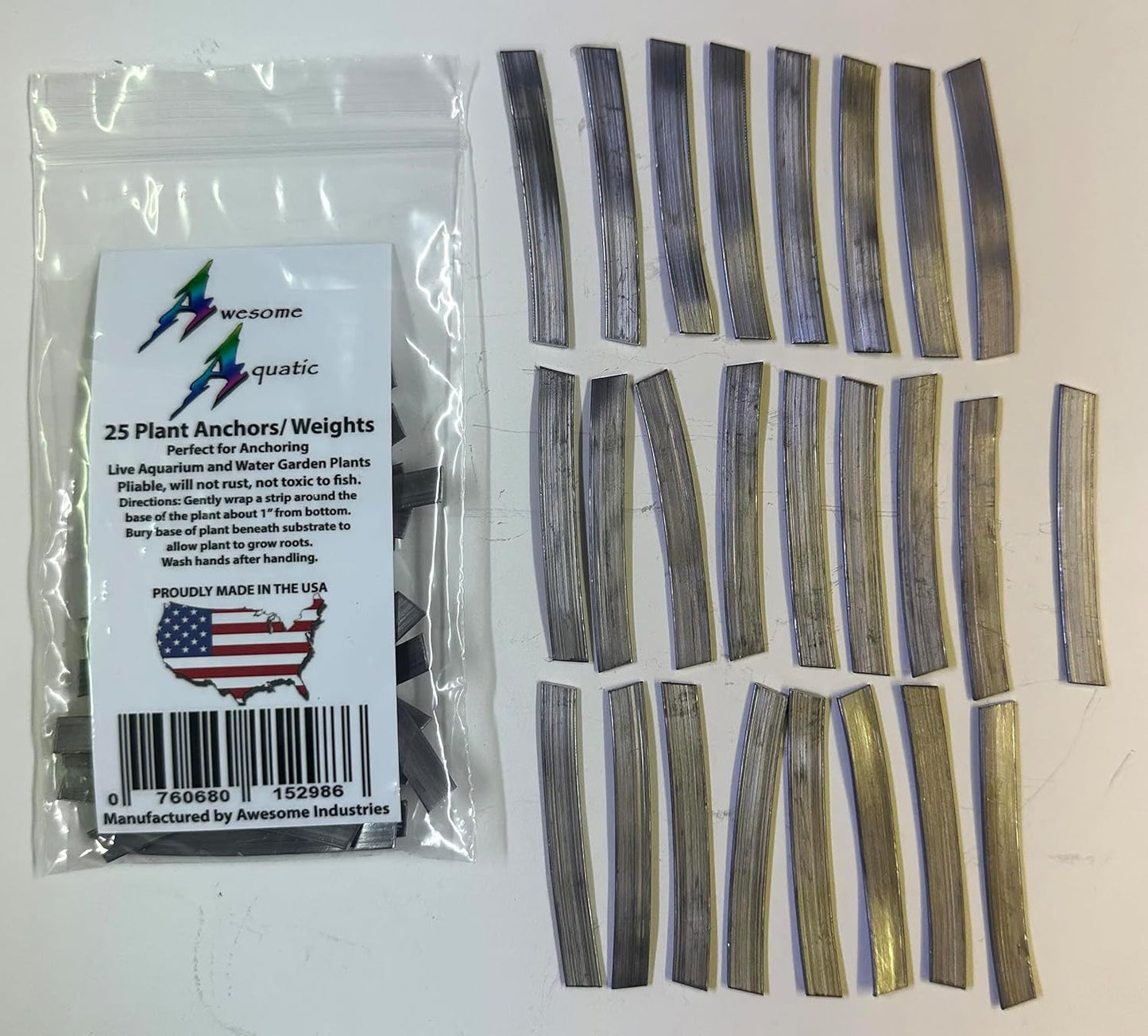 Awesome Aquatic Plant Anchors/Weights 25 pk Strip Lead Ribbon Live Plants Weight Anchor (25 Pack Strips)