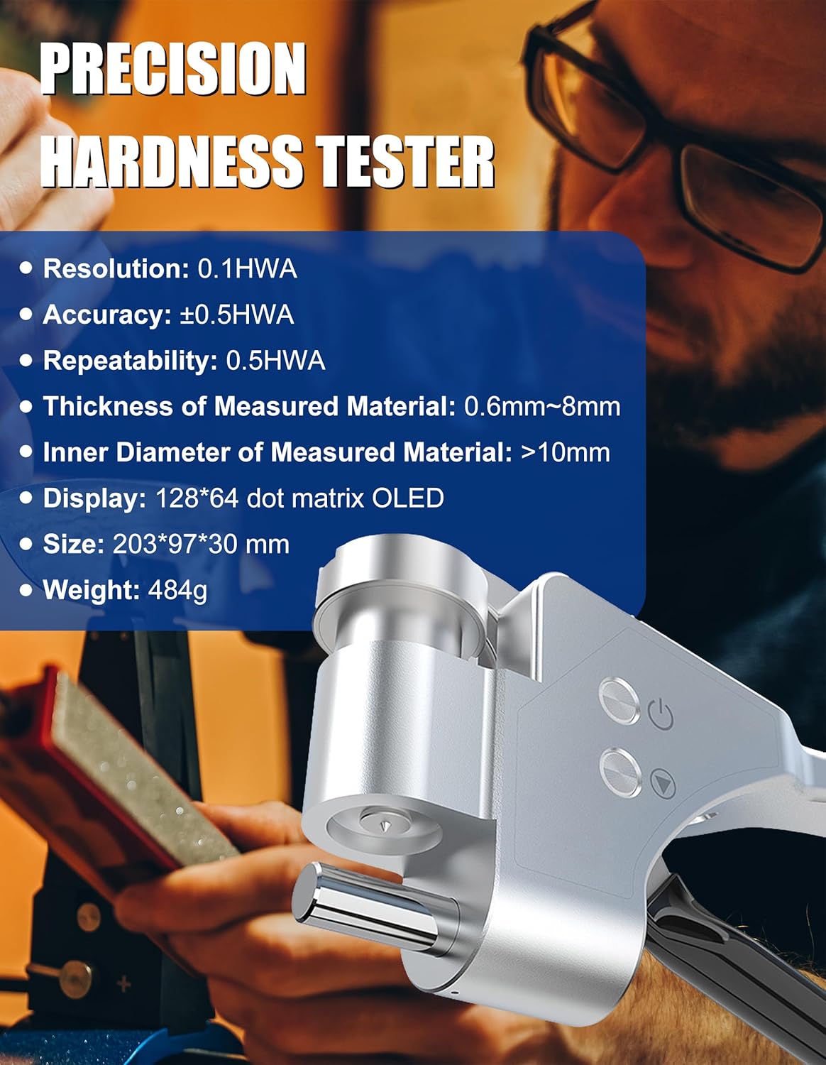Digital Webster Hardness Tester for Aluminum Portable Hardness Tester of Aluminum Alloy, Brass, Copper, Mild Steel and Other Metal Materials