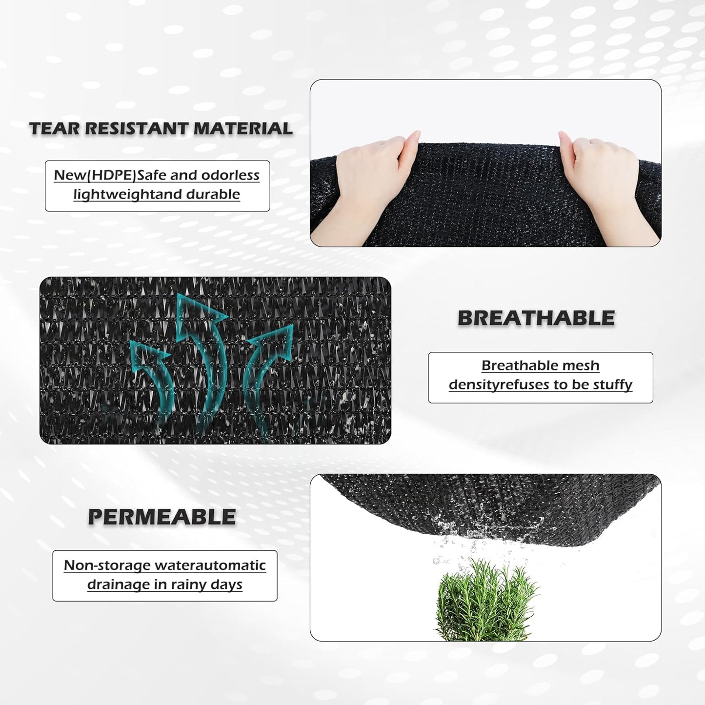 Garden expert 75% Black Shade Cloth 10x10FT Taped Edge with Grommets Sun Net Mesh for Garden Patio Backyard UV-Resistant