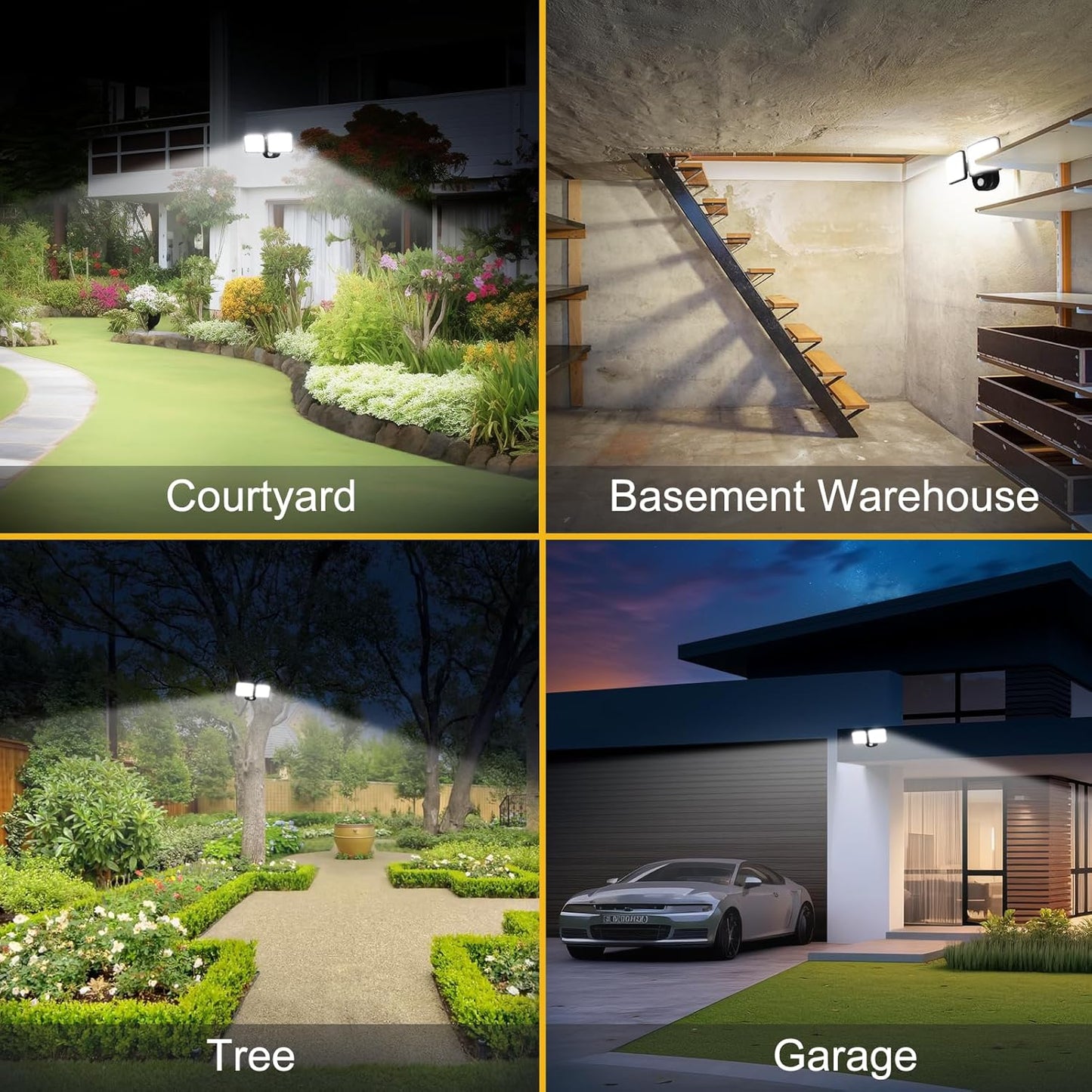 Rechargeable Battery Operated Motion Lights 2500LM & 4000LM Motion Sensor Security Lights(1-3 Months Endurance) USB Charging LED Flood Lights Outdoor for Garage Yard Entryways Patio Garden