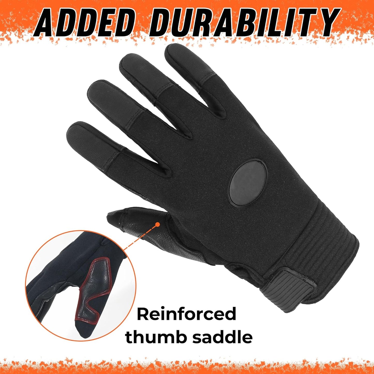 HLDD HANDLANDY Leather Work Gloves for Men & Women, Adjustable Wrist Cowhide Gardening Glove with Reinforced Palm for Driver