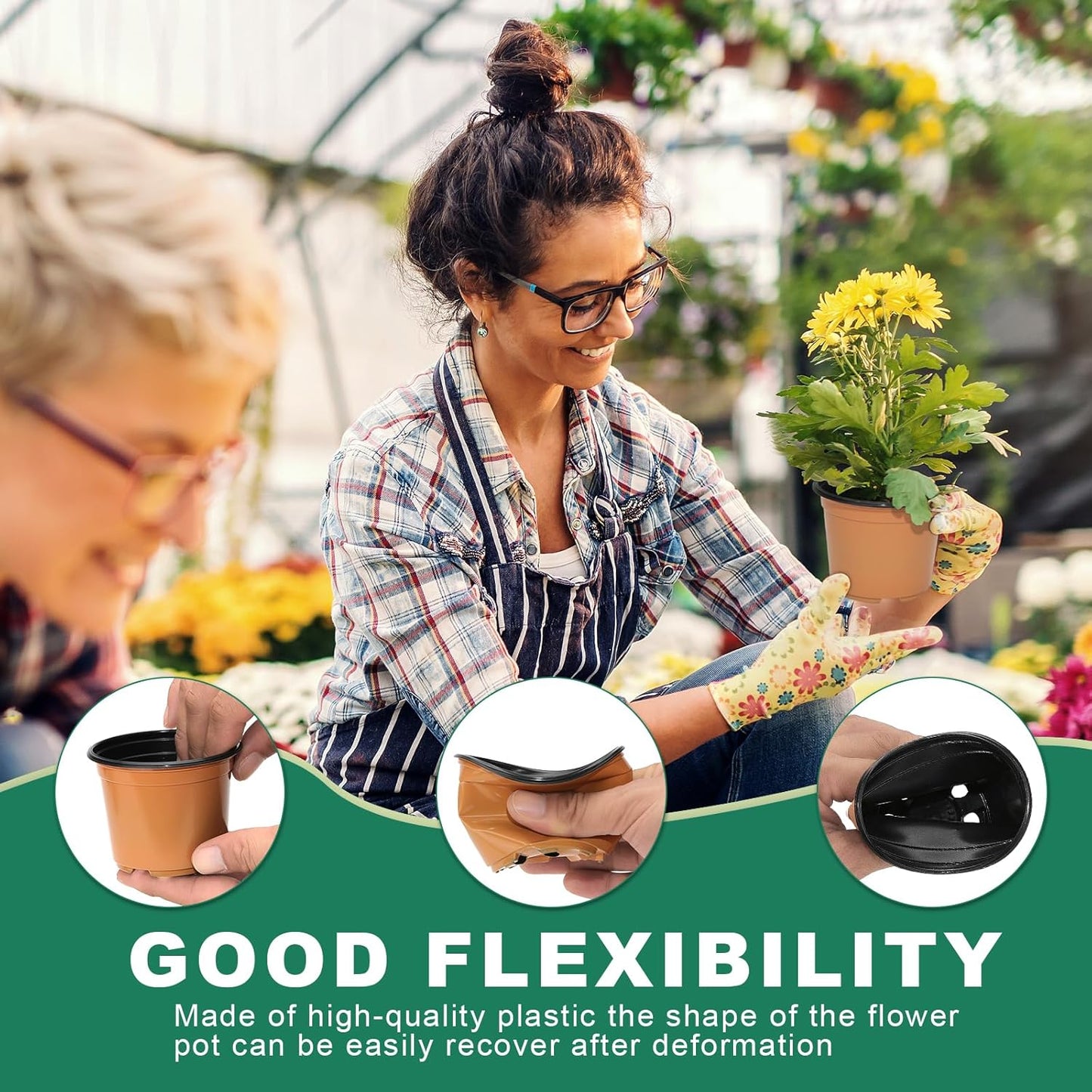 100 Pack 3 Inch Plant Nursery Pots for Plants, Small Plastic Pots with Drainage Holes, Seed Starter Pots for Transplanting, Succulents, Seeding, Cuttings, Flowers, Indoor Outdoor, Ochre