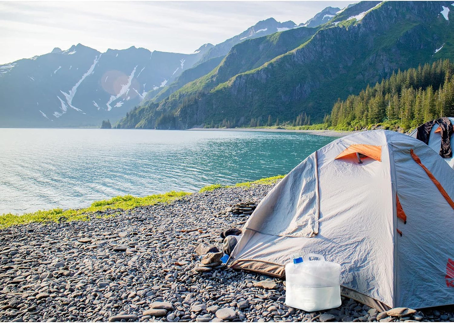 Collapsible Water Container with Spigot, 2×2.6 Gallon BPA Free Camping Water Storage Jug Carrier for Outdoors Hiking Backpack RV&Emergency, Survival Water Canteen-Portable Foldable Transparent