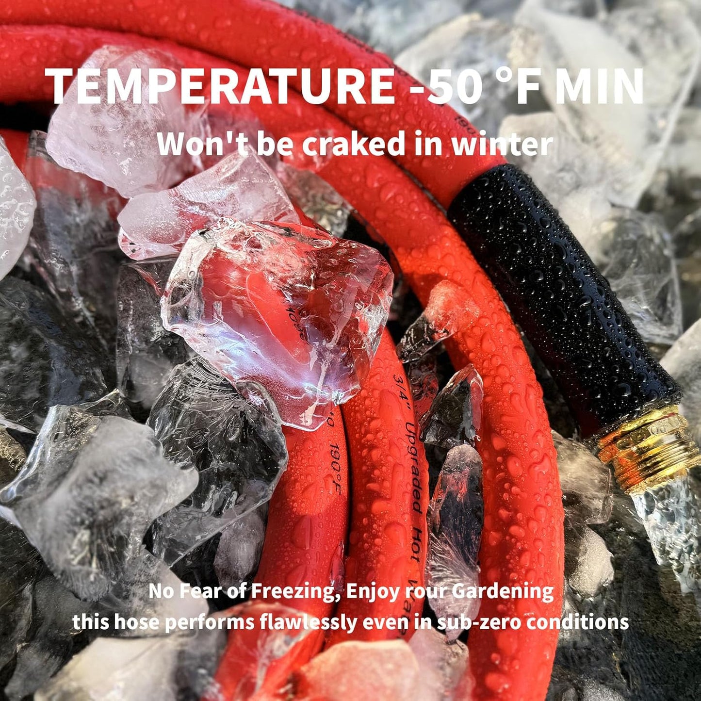 Garden Hose 100ft x 3/4” Hot Water Hose, Heavy Duty -50°F to 190°F,Burst 600Psi Flexible Upgraded Rubber Hoses,3/4” Solid Fittings for All-weather Outdoor Lawn & Garden