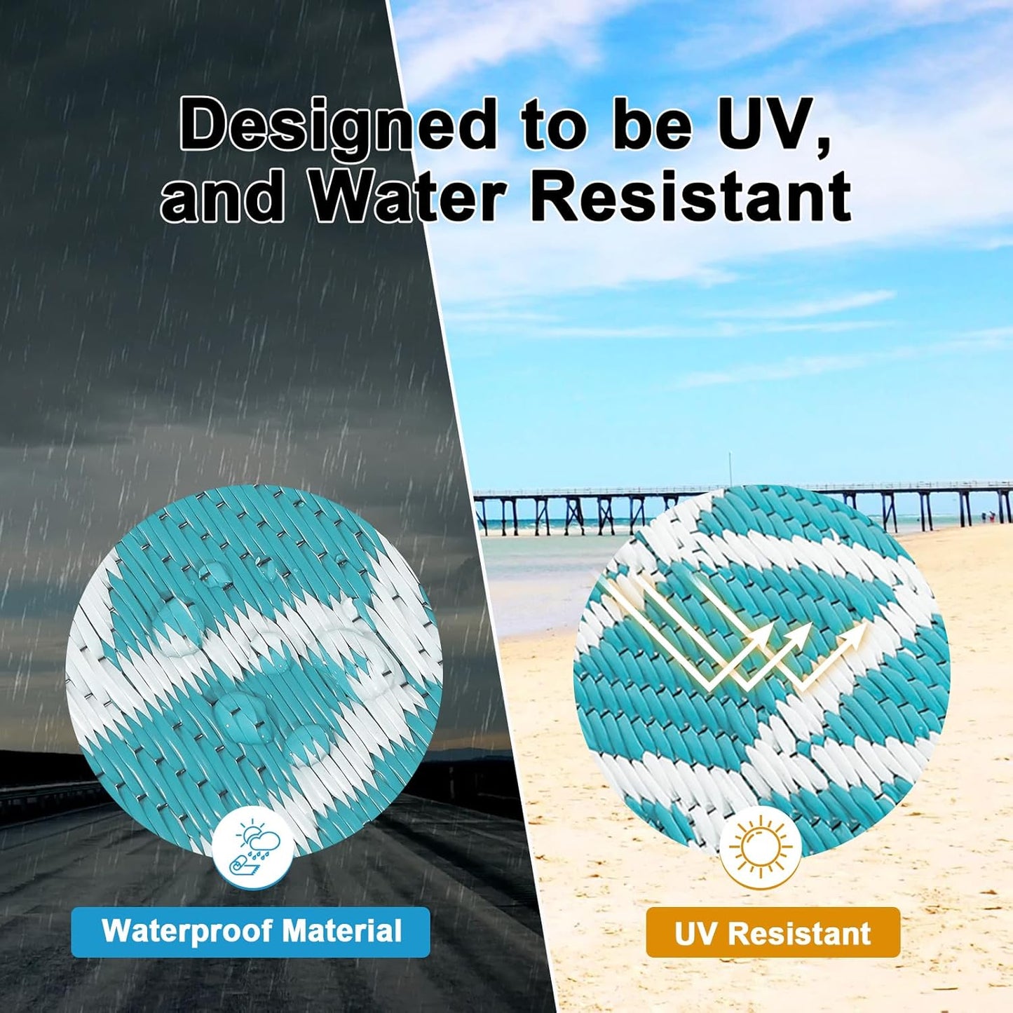 HEBE Outdoor Rug Waterproof 9x12, Reversible Plastic Straw Rug RV Camping Rug, Indoor Outdoor Patio Mat Clearance, Outside Carpet for Porch,Deck,Camper,Balcony,Backyard,Picnic