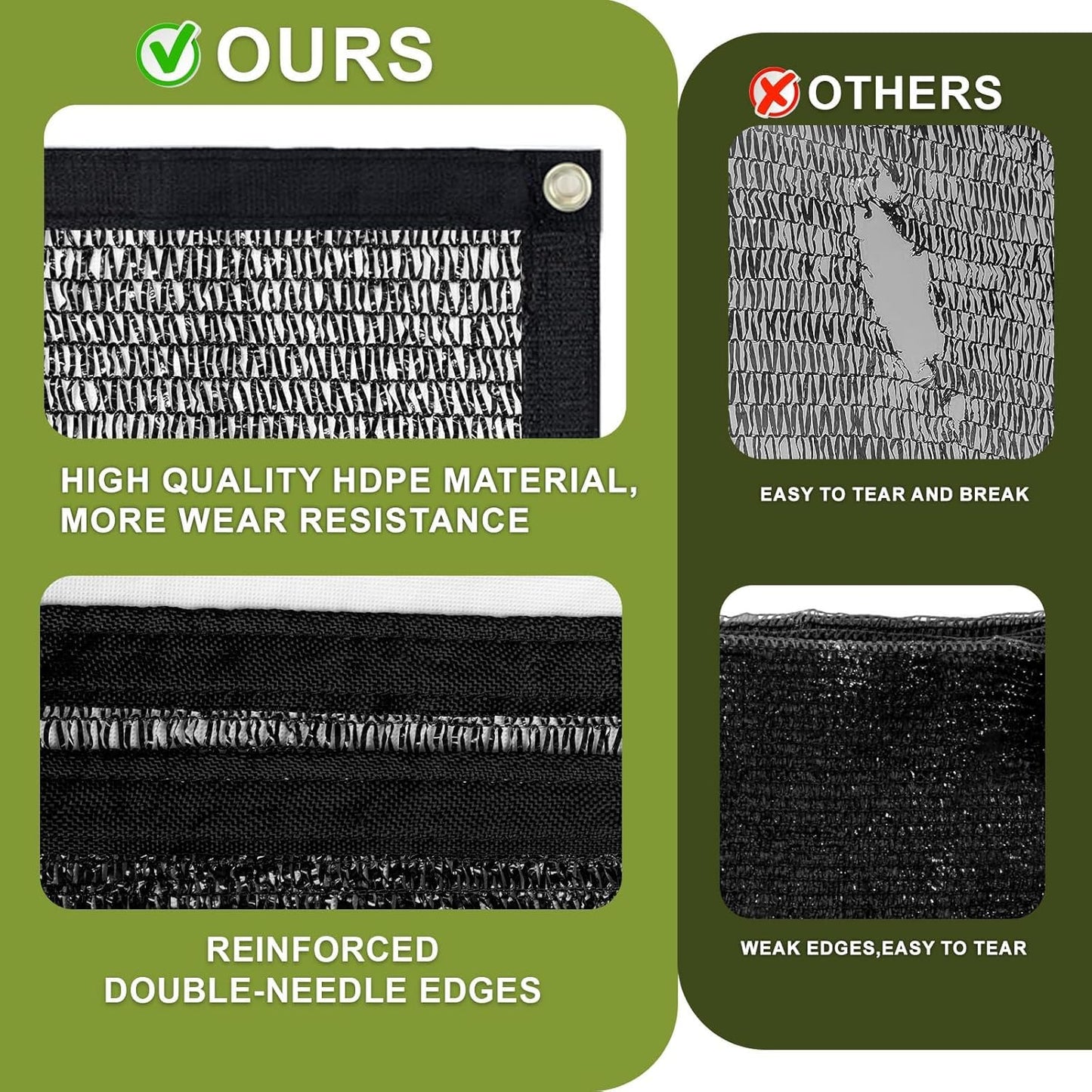 LOVE STORY 6.5x16.5FT 70% Black Shade Cloth Sun Shade Net with Grommets Sunblock Net Mesh Tarp for Garden,Plants Cover,Greenhouse and Patio