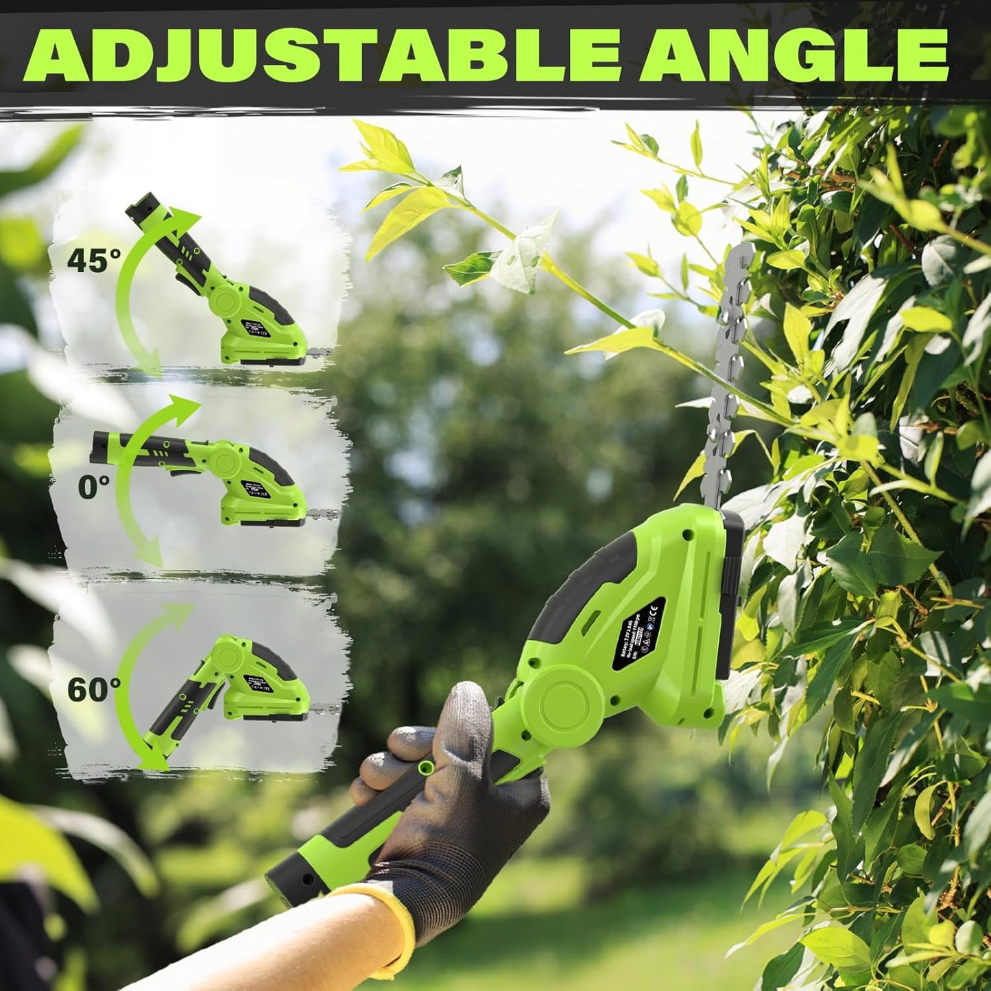 SOYUS Cordless Hedge Trimmer, 2 in 1 Electric Hedge Trimmers & Grass Shears, 7.2V Lightweight Shrub Trimmer Cordless with Battery and Charger, Ideal for Garden, Yard and Lawn - Green