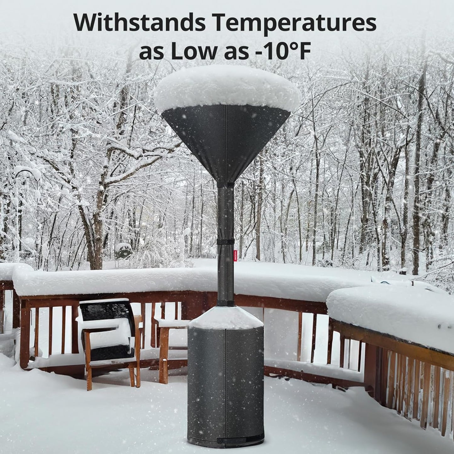 QH.HOME Winter Patio Heater Covers, [2025 Upgraded Tear-Resistant Fabric] Waterproof with Robust Zipper ,Height fit 87"-92",Dustproof/Wind/Sunlight/Snow-Resistant, 2 Pack-Black