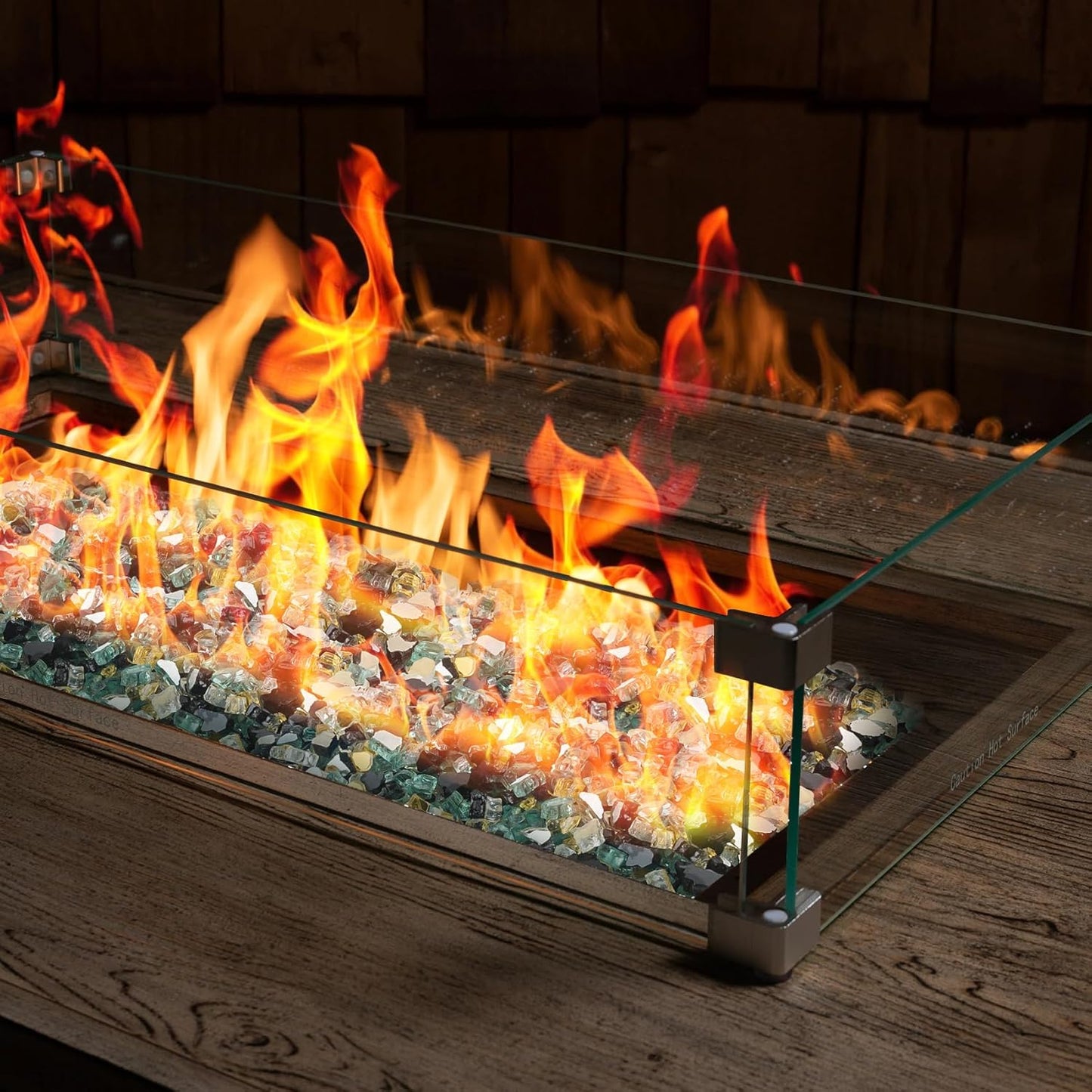 Mr. Fireglass 10 Pounds Blended Fire Glass - 1/4 Inch Mixed Colored High Luster Reflective Tempered Fireglass Rocks for Fireplace Fire Pit Table and Landscaping, Light Green+Onyx Black+Platinum