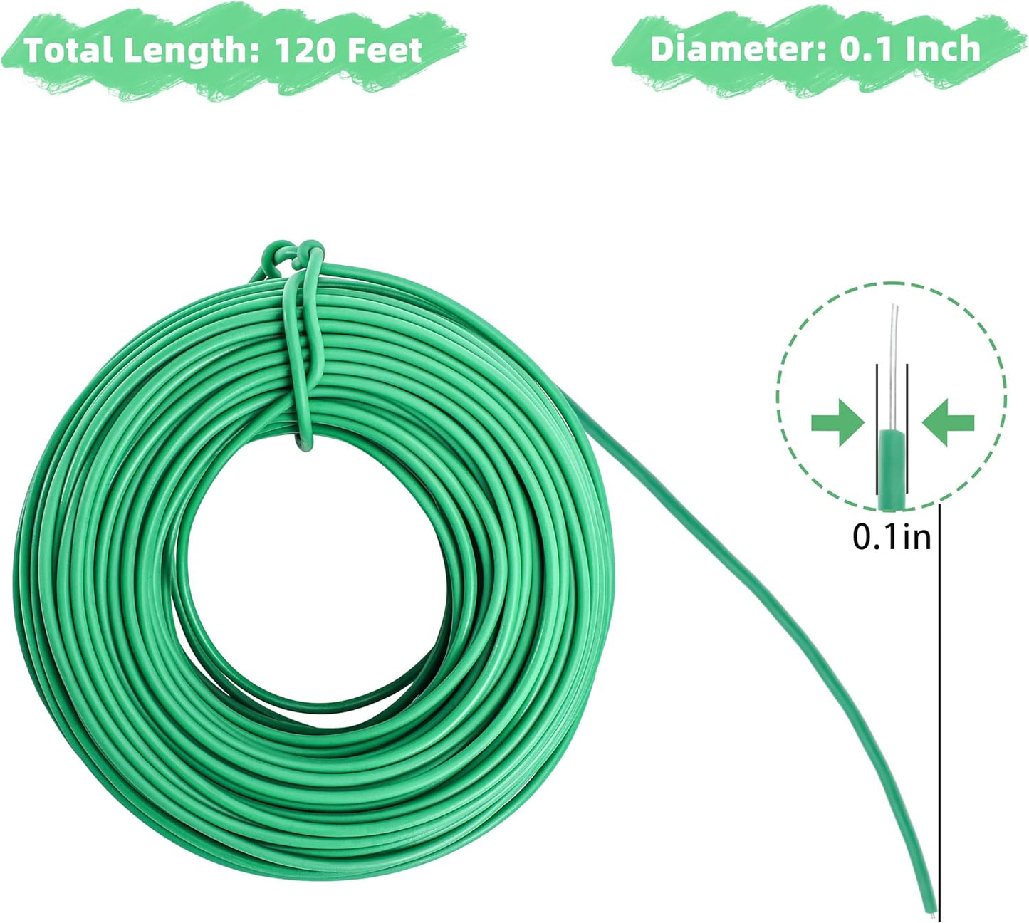 YMHB 120 Feet Green Soft Twist Tie Tomato Plant Tie, Garden Wire Green Twist Garden Ties for Supporting Plants and Home Organizing