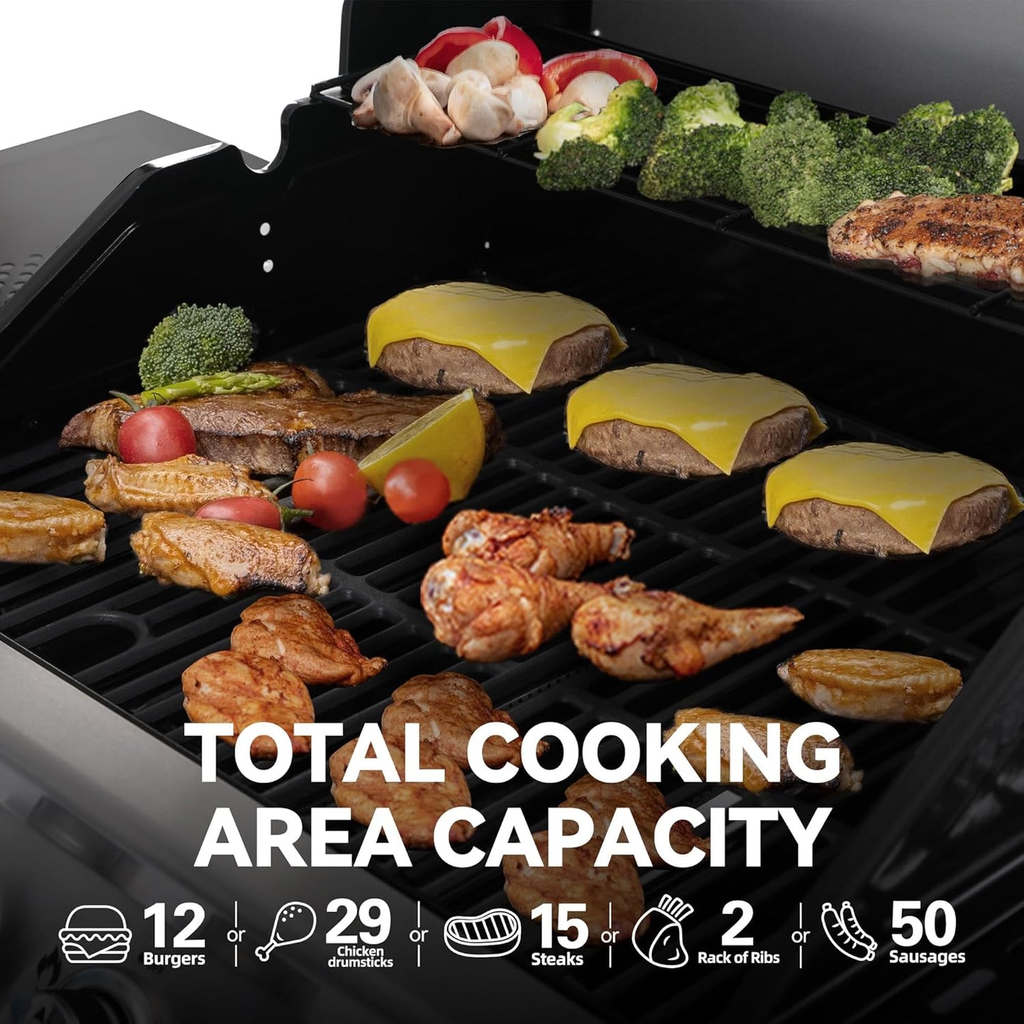 Royal Gourmet 4-Burner Propane Gas Grill with Warming Rack, Outdoor BBQ Grill with 34,000 BTUs Output for Patio Garden Barbecue Grilling, Black & Silver
