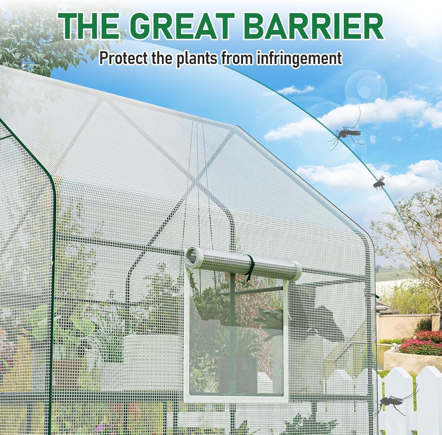 56×56×78Inch Walk-in Greenhouse, Heavy Duty Small Plant House with Thicken PE Cover and Steel Frame, for Garden, Outdoors, Indoors, White
