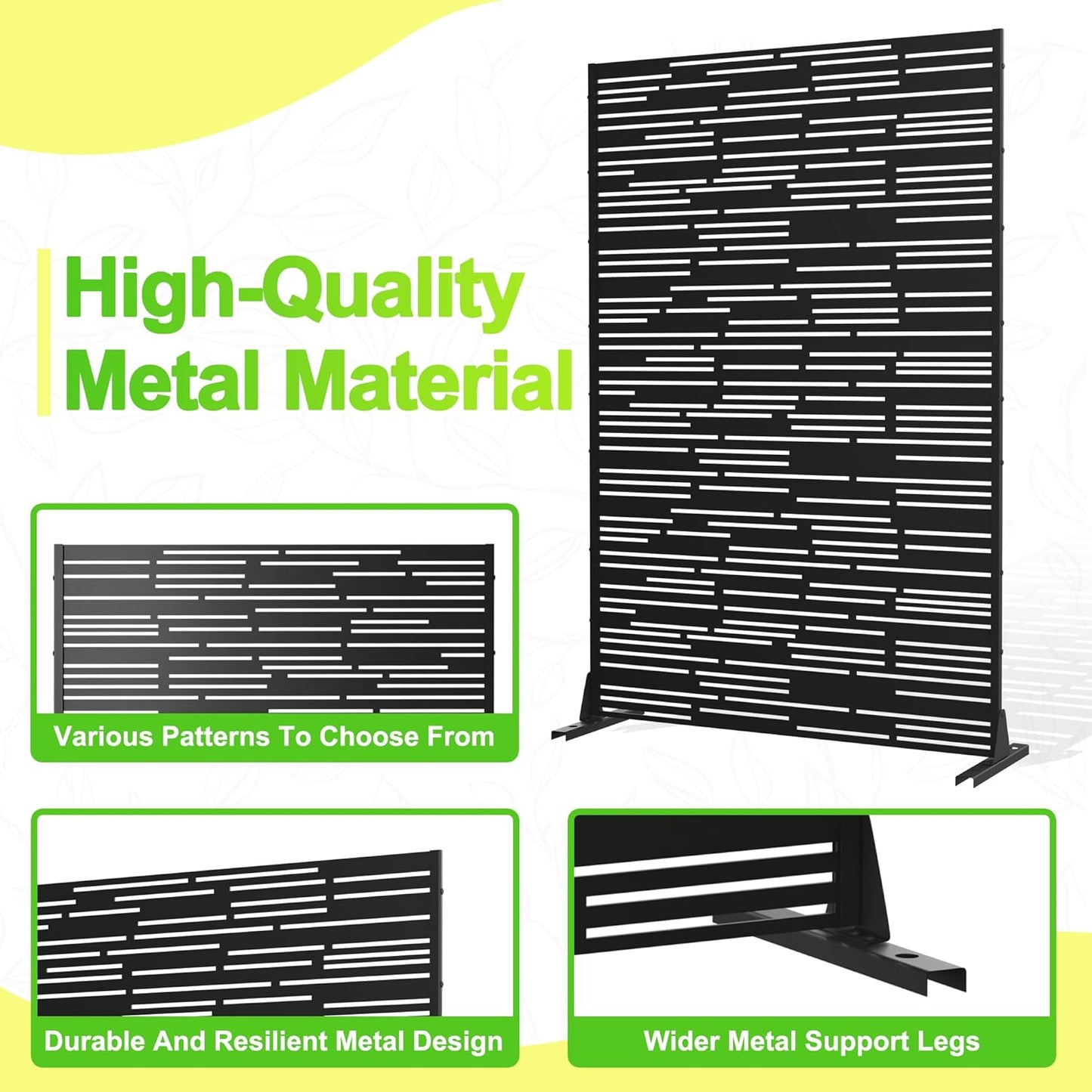 Outdoor Privacy Screen,72" H×47" W Metal Privacy Screen, Freestanding Privacy Fence Panels for Patio