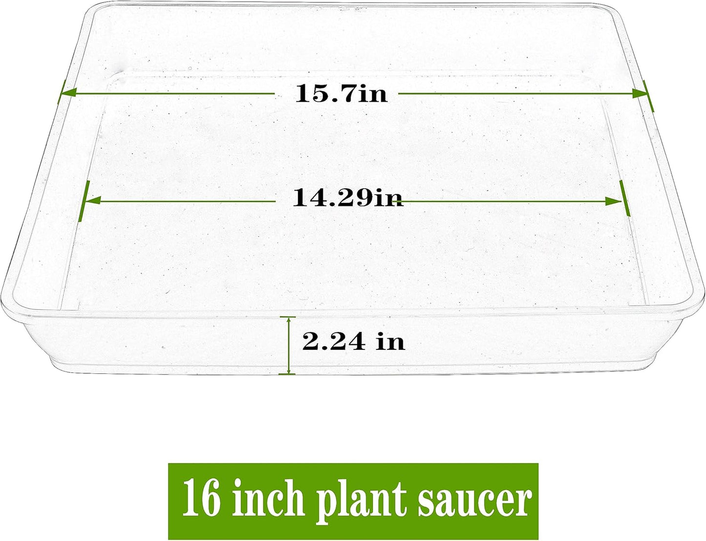 2 Pack Square Plant Saucer 16 Inch, Large Deep Plant Trays for Pots, Duty Plastic Plant Saucer, Heavy Duty Plant Pot Saucers, Planters for Indoors and Outdoors Plants.