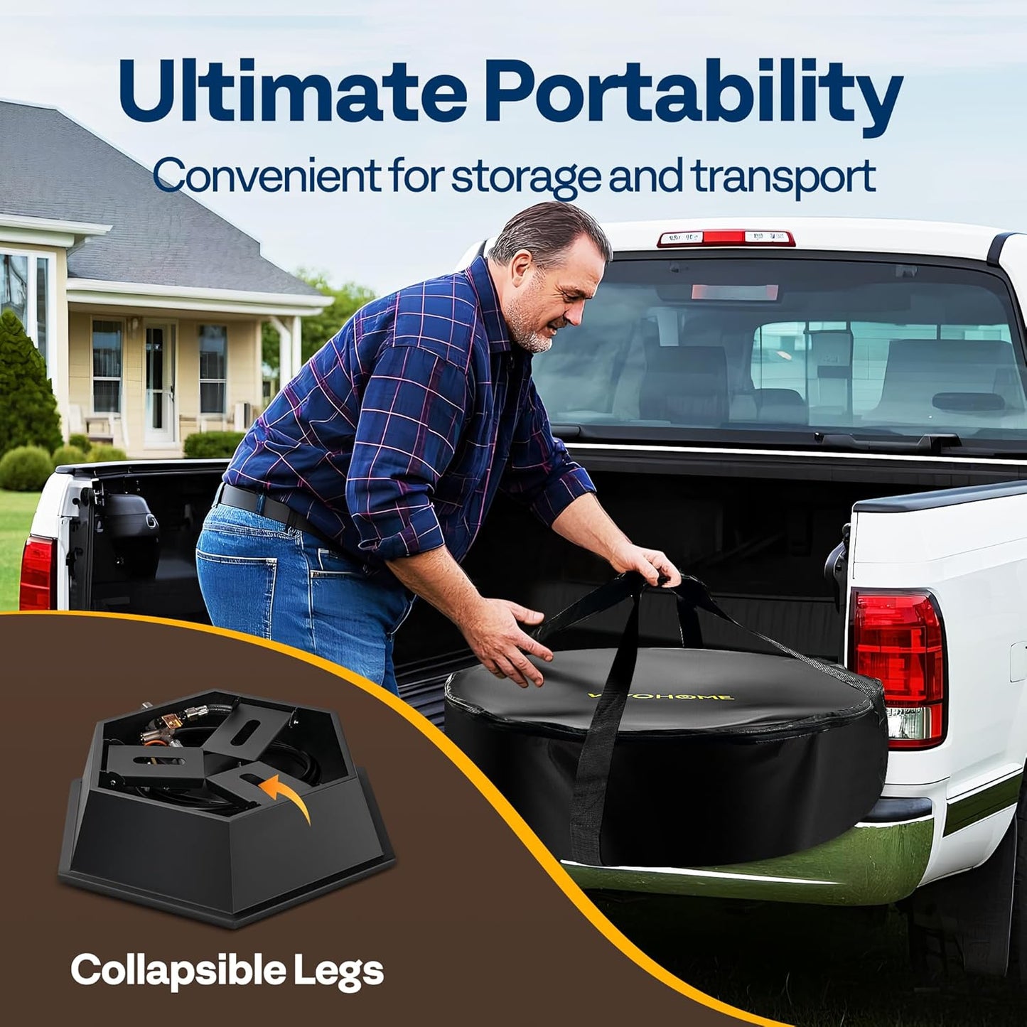 VIVOHOME Portable 58,000 BTU Propane Fire Pit, 24-Inch Smokeless Outdoor Design with Carry Bag, Tank Holder, Ideal for Patio, Backyard, Camping, Tailgating, Deck, RV