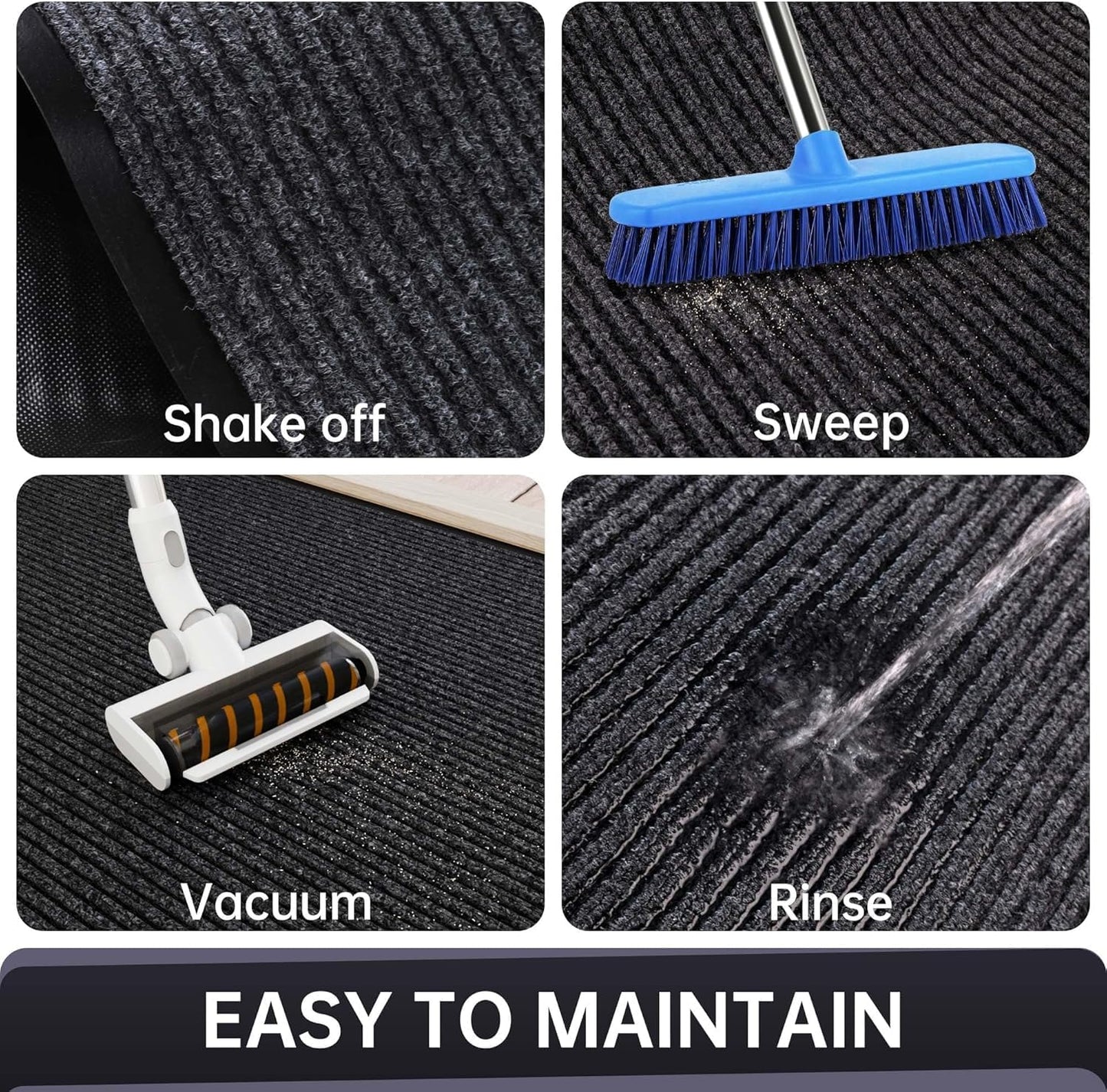 Front Door Mat, 72" x 48" Heavy Duty Indoor Outdoor Entrance Mat for Commercial Entryway, Welcome Durable Non-Slip Rubber Backing, Low-Profile for Entry, Gray