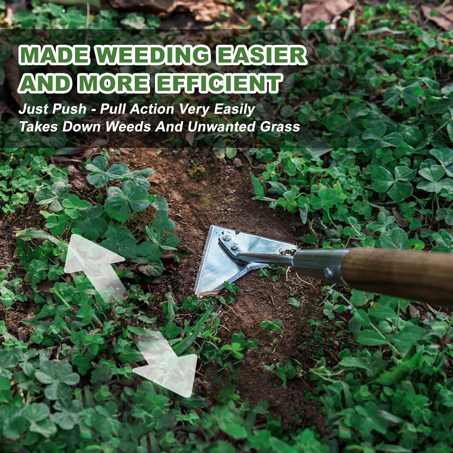 Haliaeetus Triangle Hoe, 60'' Scuffle Hoe for Keeping Your Back from Tiring Out, Weeding Just in Push-Pull Motion, Rogue Hoe with Triangle Head for Quickly Clear Out a lot of Weeds from All Direction