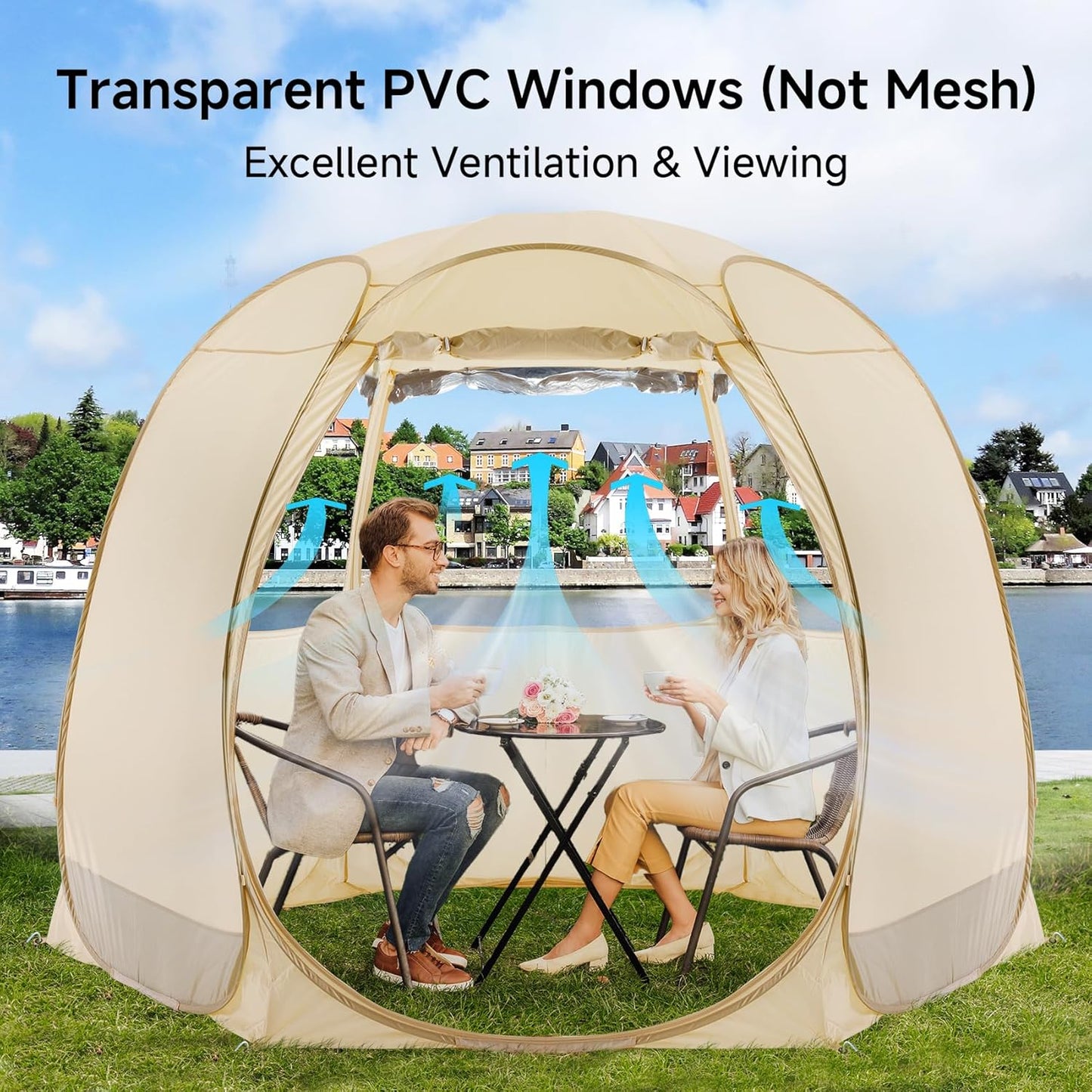 Alvantor Screen House Gazebo, 6-10-15 Person Pop Up Igloo Screened Canopy Tent with Mosquito Netting Sides, Instant UV Resistant Sun Shelter for Garden, Patio, Backyard