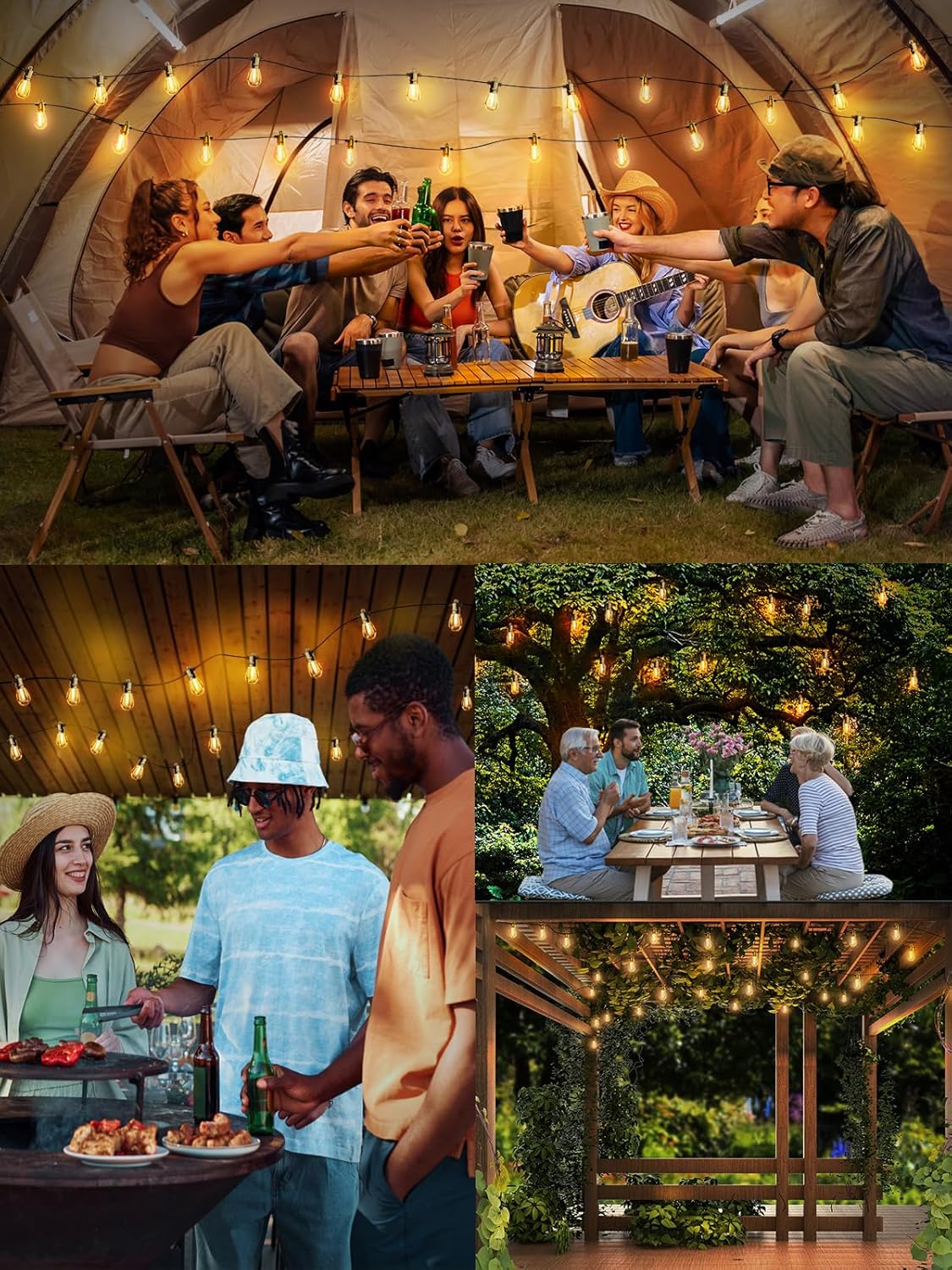 Svater Outdoor String Lights 200 FT, Patio Lights for Outside with Shatterproof LED Bulbs, Waterproof IP65 Commercial Hanging Light for Backyard Porch Balcony Bistro Party, 2700K