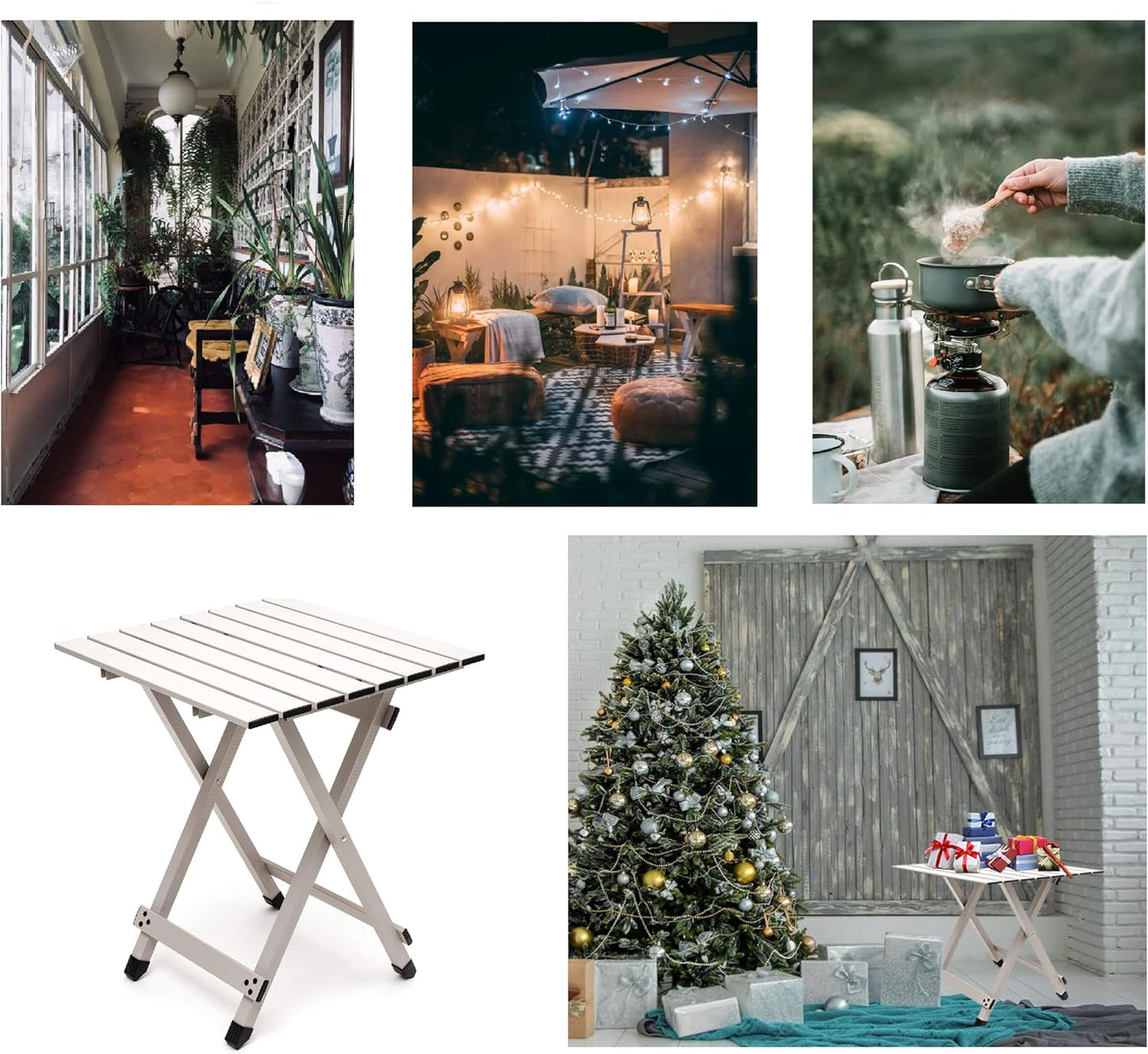 SUNNYFEEL Folding Camping Table - Lightweight Aluminum Portable Picnic Table, 18.5x18.5x24.5 Inch for Cooking, Beach, Hiking, Travel, Fishing, BBQ, Indoor Outdoor Small Foldable Camp Tables