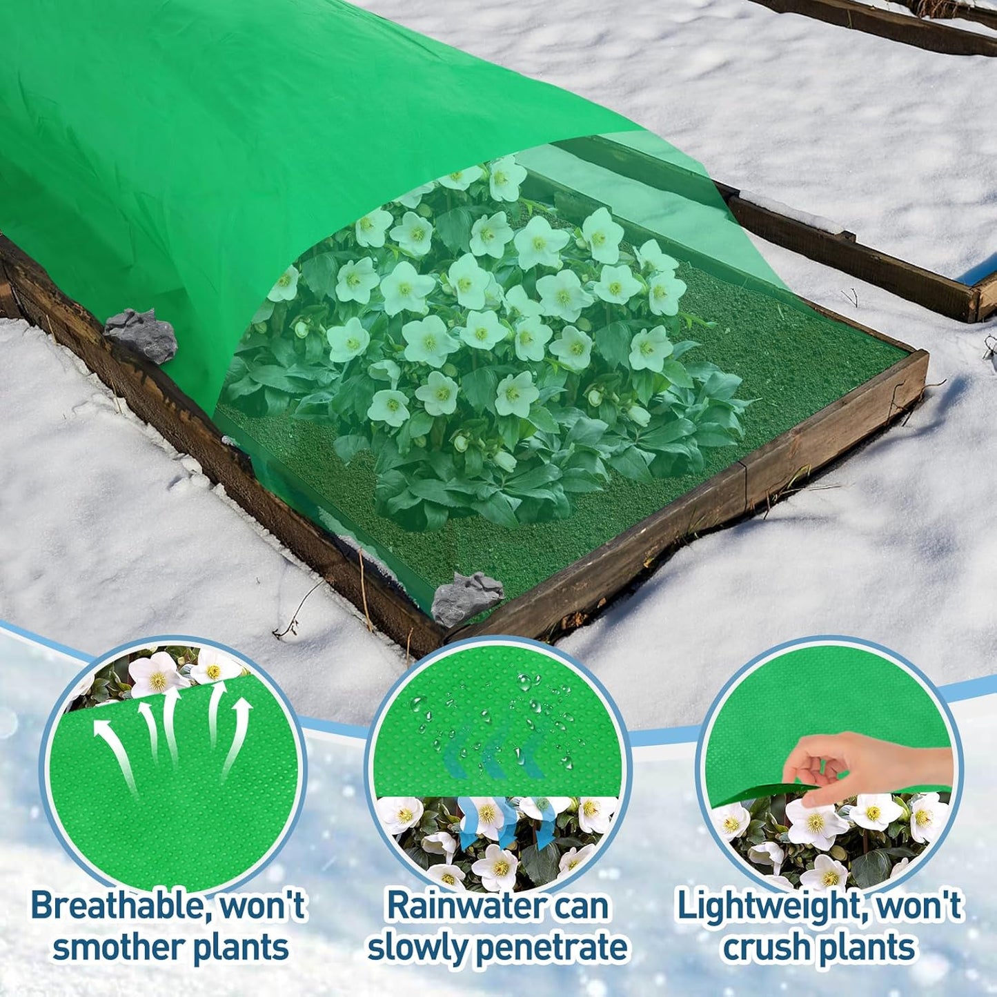 2.0oz/yd² Plant Covers Freeze Protection - 10 x 12 ft Easy of Use Green Winter Plant Frost Blanket Shield for Raised Beds, Reusable Garden Fabric Cloth Floating Row Cover for Outdoor Plants, Small