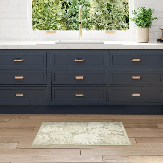 Nourison Aloha Ivory Sage 2'8" x 4' Area Rug - Easy Clean, Non Shedding, Bed Room, Living Room, Dining Room, Kitchen (3' x 4')