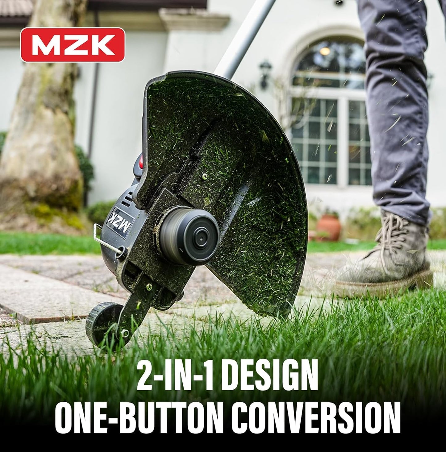 MZK 20V 12'' Cordless String Trimmer, Grass Trimmer&Edger with 8 Replacement Spools, Battery Powered Weed Trimmer with Auto Line Feed for Garden, Lawn(2 * 2AH Battery and Charger Included),ST12D07