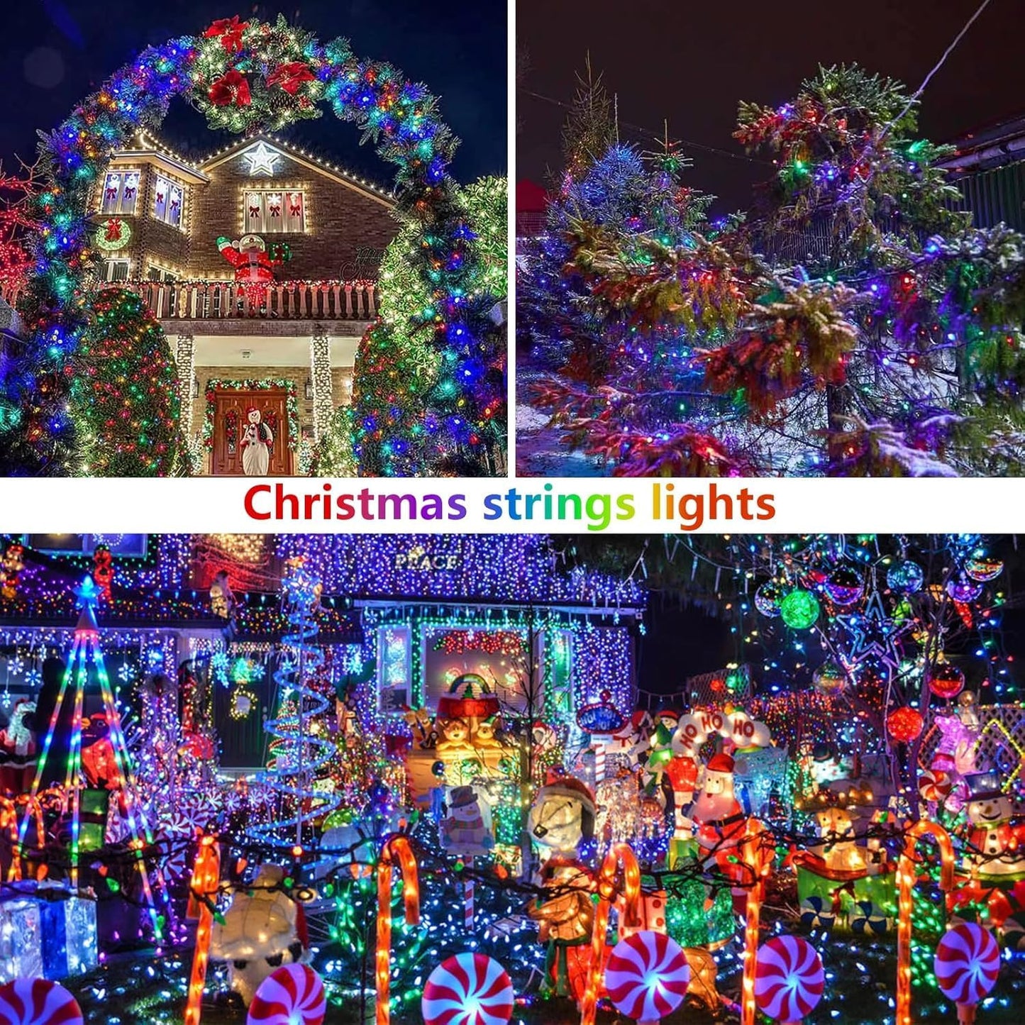 Solar Christmas Lights, Super Bright 270FT 480 LED Solar Lights String with 8 Lighting Modes, Outdoor Waterproof Green Wire Solar Mini Twinkle Light for Xmas Garden Decorations (Multi-Colored)