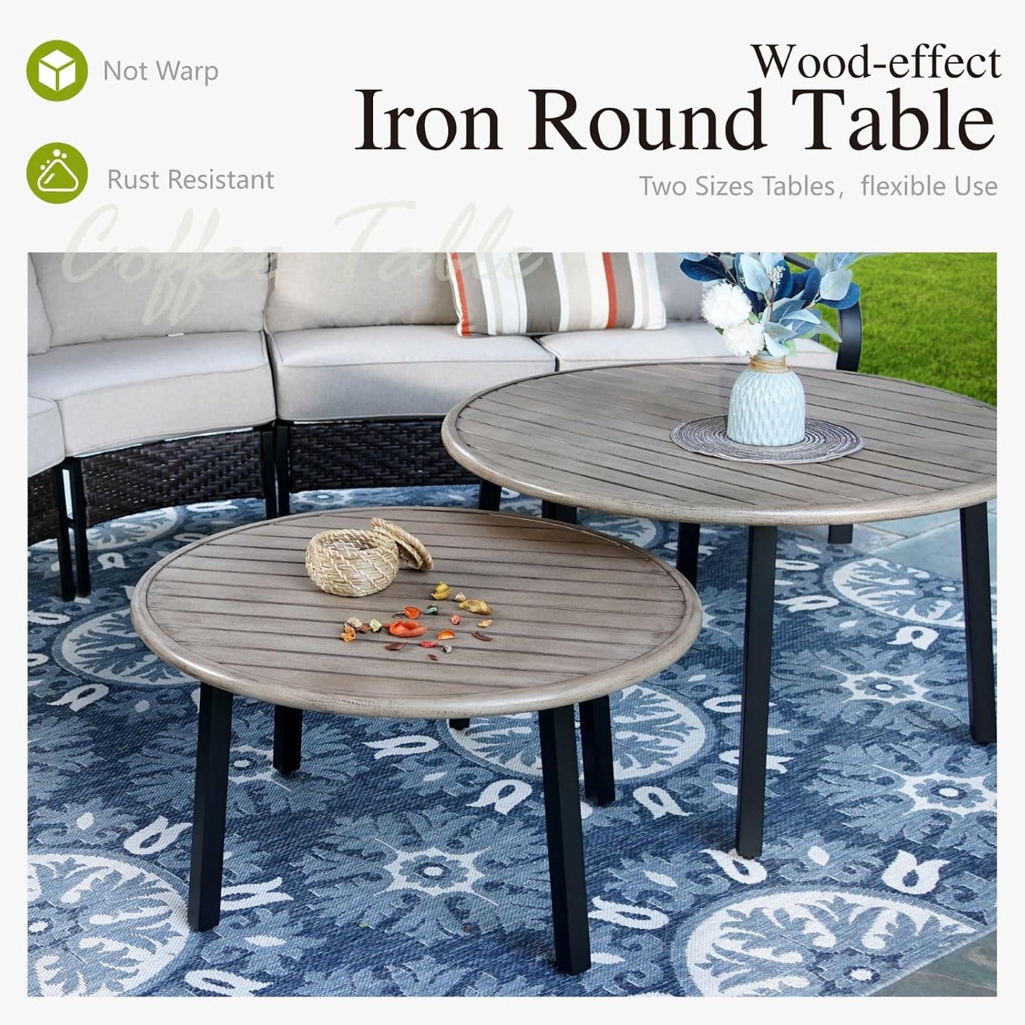 Sophia & William Half-Moon Patio Furniture Set, Curved Outdoor Sofa for 8 with Coffee Table, Wicker Sectional Sofa Outdoor Conversation Sets,Beige