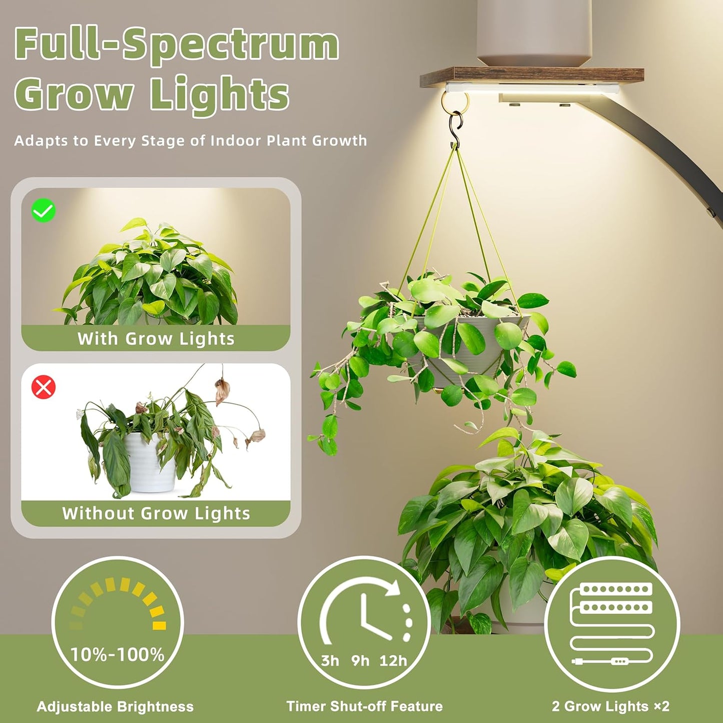 Plant Stand Indoor with Grow Lights - 2 Pack Corner Plant Shelf, 6 Tiered 47'' Indoor Plant Stands for Multiple Plants, K-Shaped Plant Rack Display Holder, Flower Stands for Living Room Patio Home
