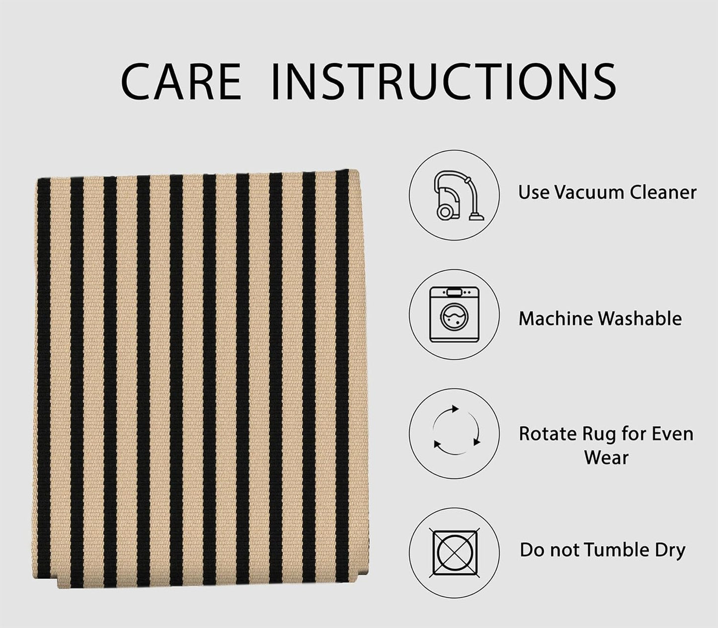 IOHOUZE Striped Area Rug 2'x4.3' Front Door Rugs Small Washable Area Rug for Front Porch, Spring Summer Welcome Door Mats Outdoor Indoor, Doormat for Entryway Porch Entrance, Tan/Black