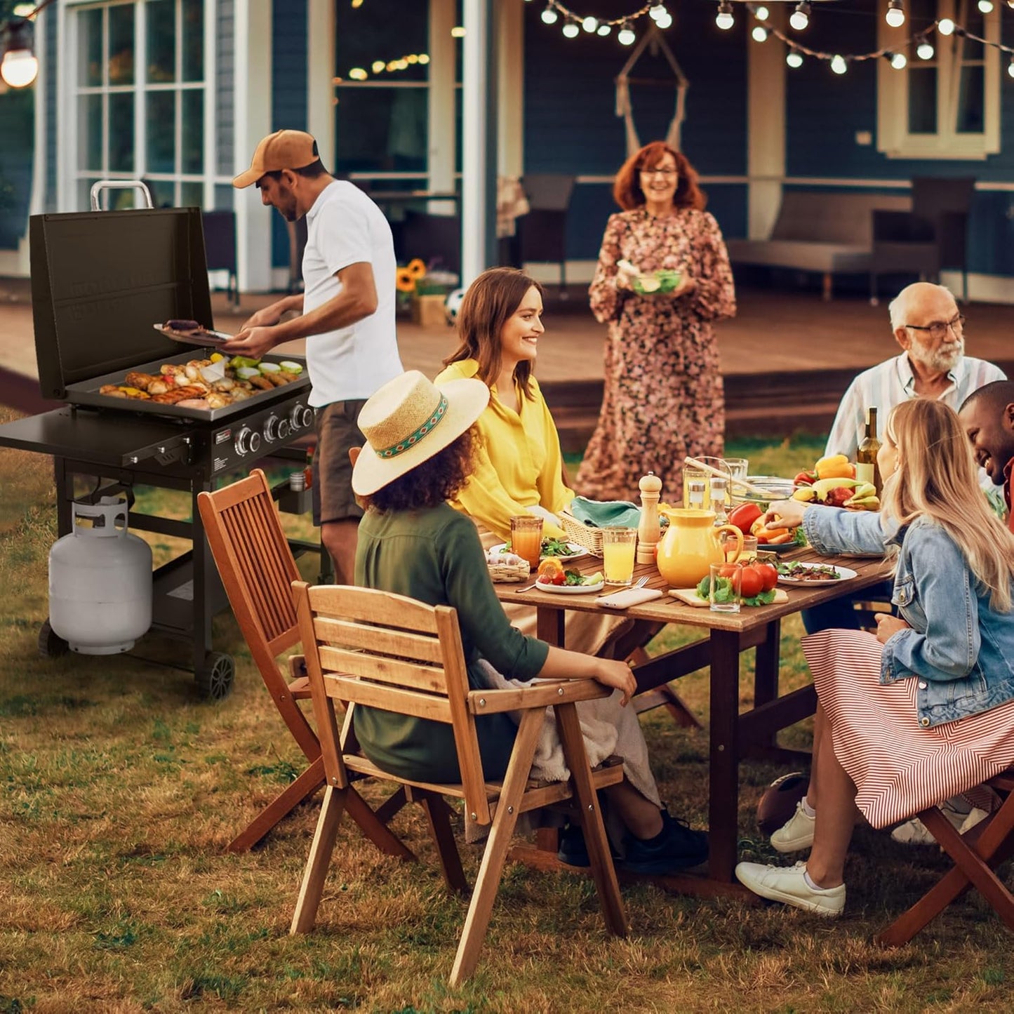 Royal Gourmet GB4000P 4 Burner Propane Gas Griddle with Hard Cover and Foldable Side Tables, 35-Inch Flat Top Grill with 766 Sq. In. Cooking Area for Backyard and Tailgating, Black