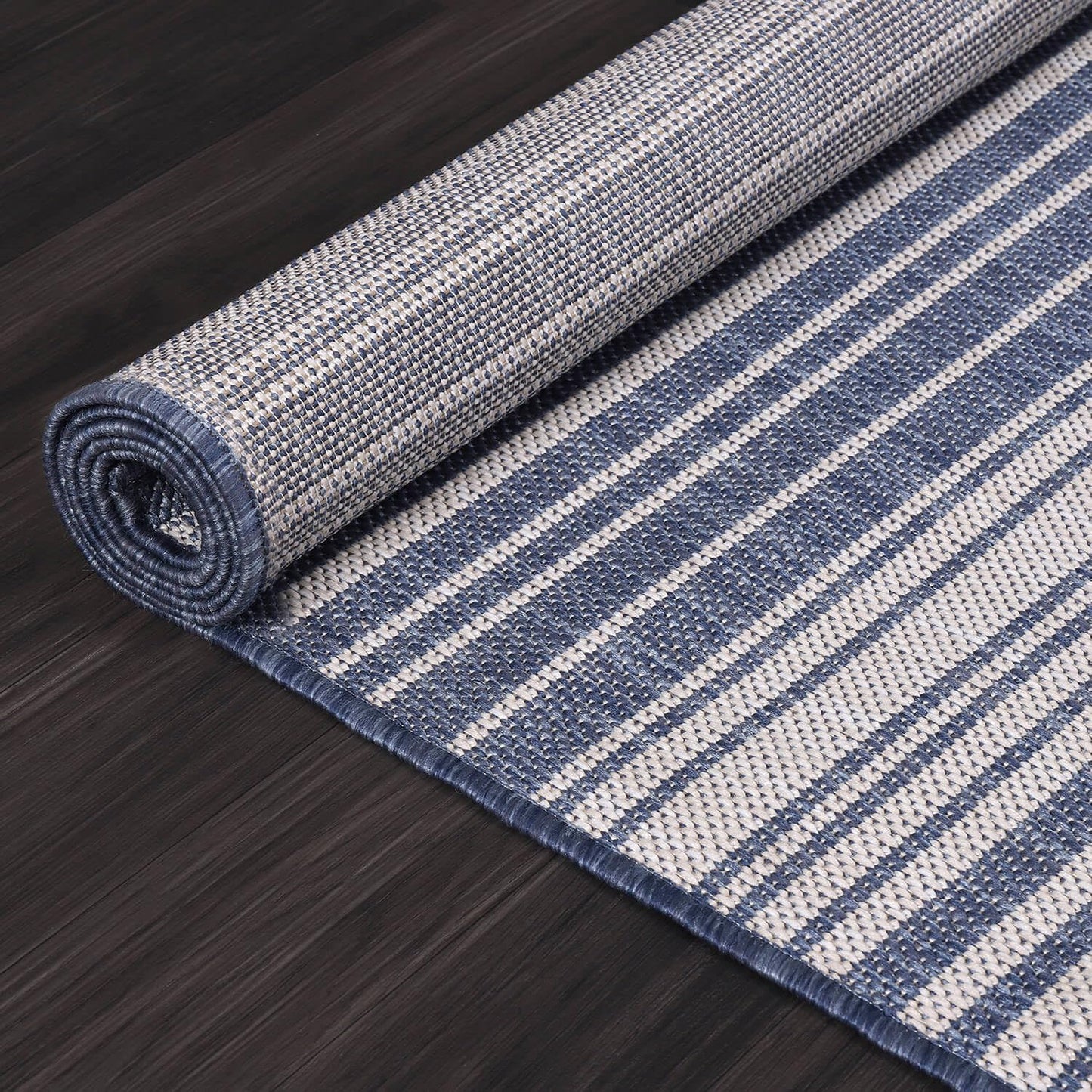 Stripe Outdoor Rug 10x14 Washable Outside Carpet for Indoor Patio Porch Waterproof Easy Cleaning Non Shedding Area Rugs Blue 10 x 14