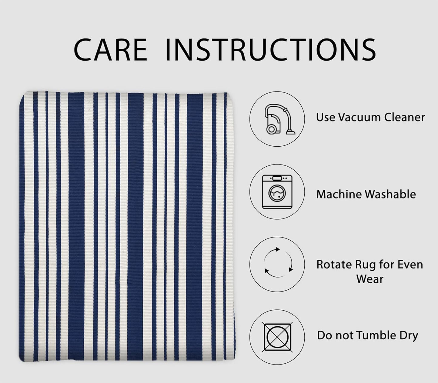 IOHOUZE Navy and White Striped Rug 2'x3' Front Door Rugs, Small Washable Area Rug for Front Porch, Spring Summer Doormats Outdoor Indoor, Cotton Rugs for Entryway Porch Entrance