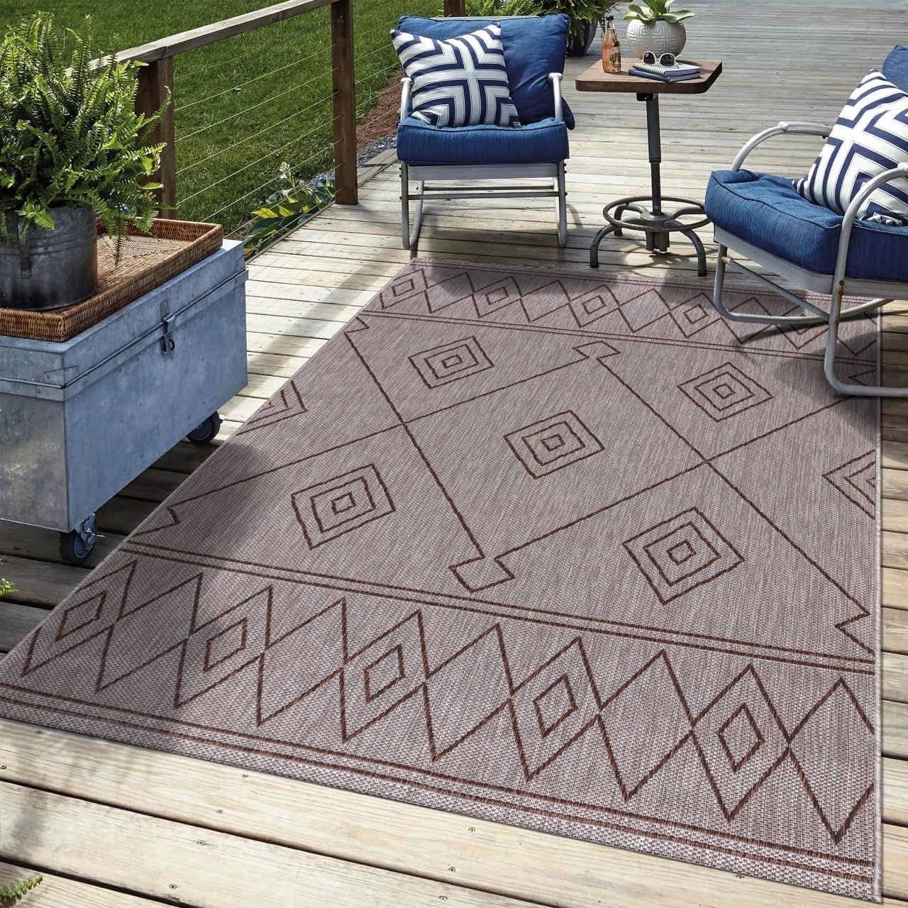 Keen Home Design Terrace Outdoor Area Rug - 9x12 Washable Indoor/Outdoor Rug for Patio, Kitchen, Balcony, Beach, Garden, Deck and Porch, Size: 8'10"x12'
