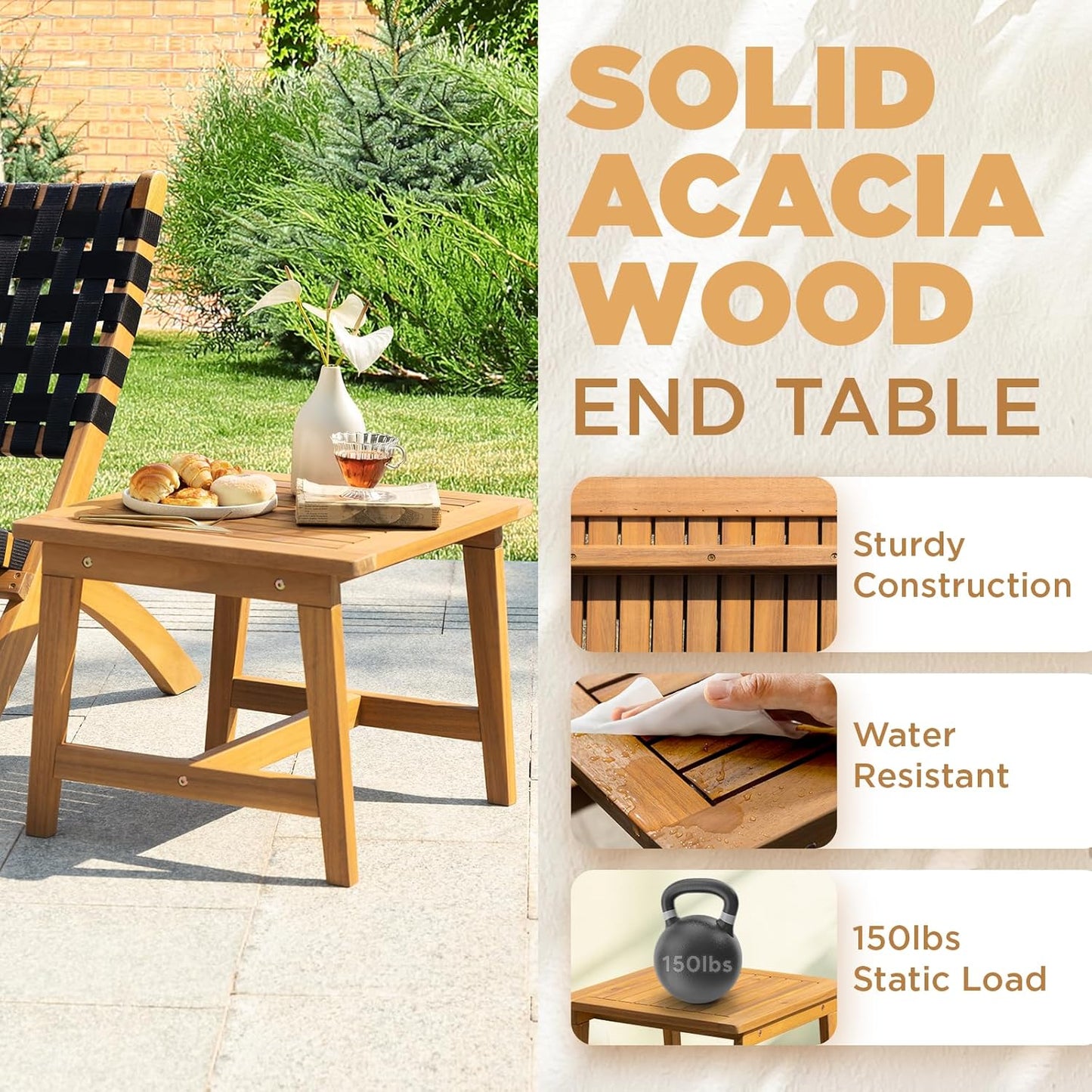 IDZO Foldable Reclining Design Heavy Duty 400lbs Capacity Patio Bistro Set 5 Piece with Ottomans Outdoor