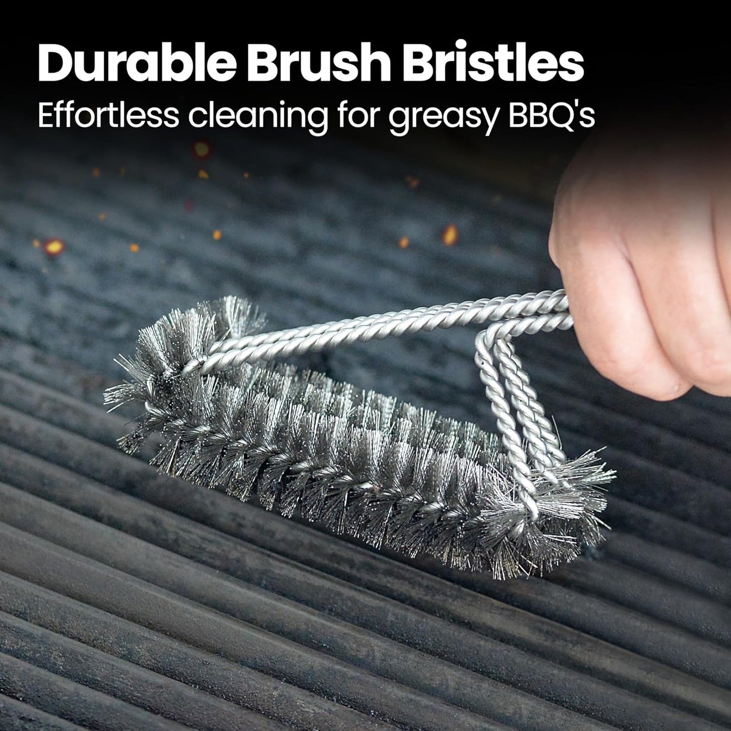 Stainless Steel Grill Brush Cleaning Kit, Grilling Accessories, Interchangeable BBQ Brush & Griddle Scraper with Fire-Resistant Cleaning Sponge, Dishwasher Safe Grill Cleaner, BBQ Accessories