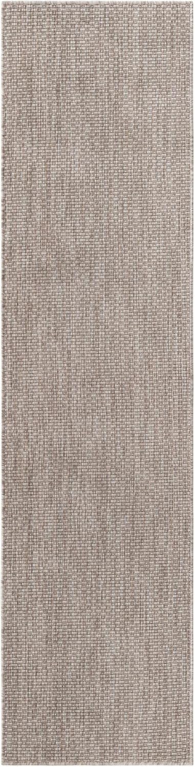 Unique Loom Collection Casual Transitional Solid Heathered Indoor/Outdoor Flatweave Area Rug (2' x 8' Runner, Beige/Ivory)