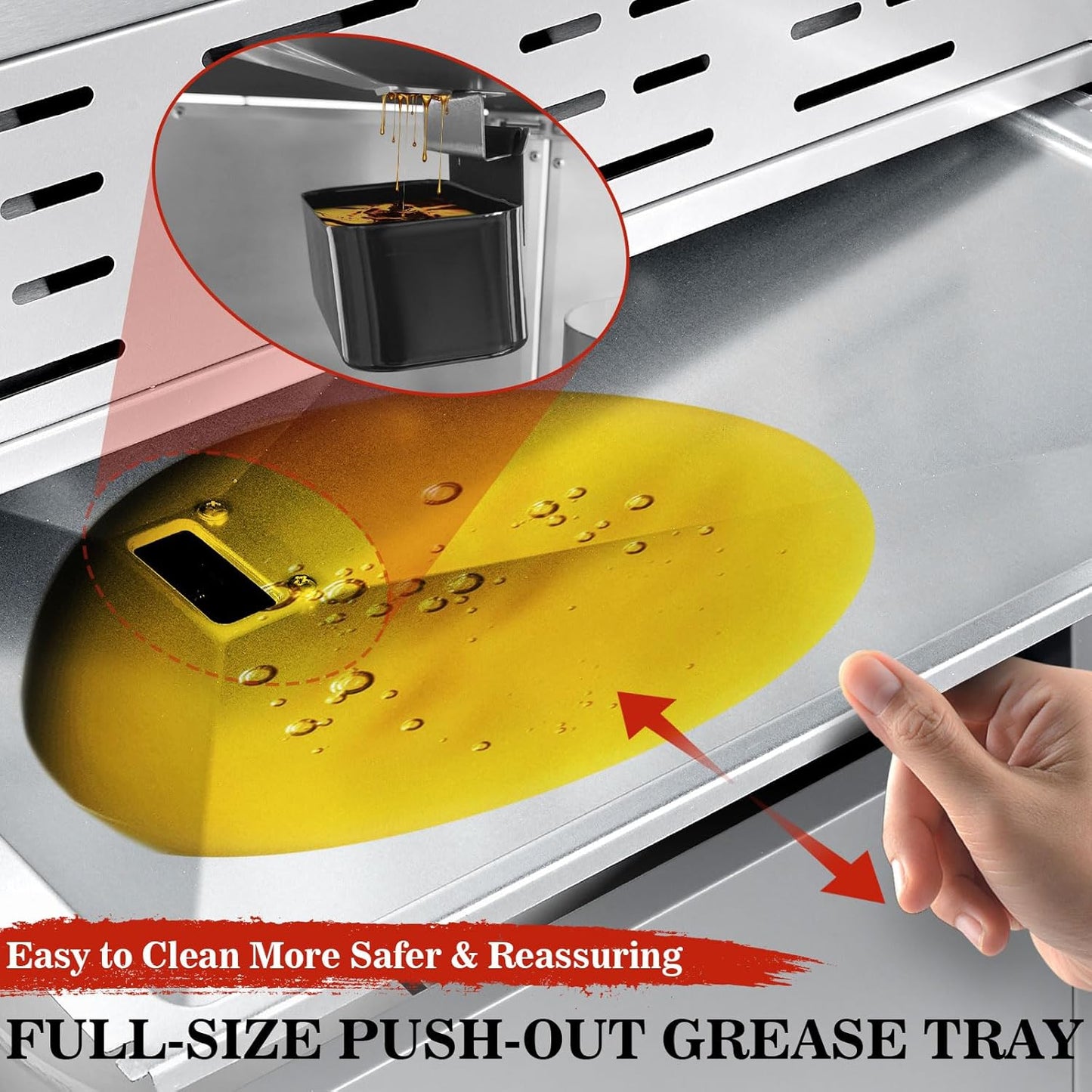 Llamaviva 68,000 BTU 5-Burner Propane Gas Grill with Side Burner & Food Clip | Professional Stainless Steel Outdoor BBQ Grill | 647 sq in Cooking Space + Warming Rack | Patio Cart Design for Backyard