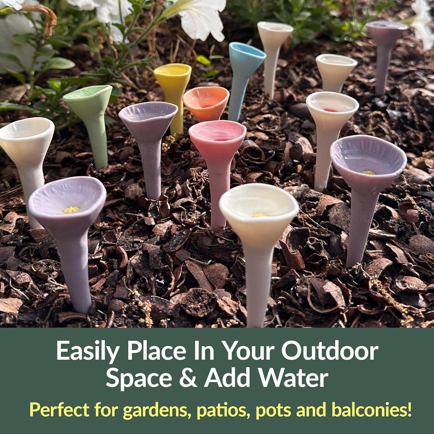 5 Pack, Bee Watering Station, 100% Handmade from Porcelain, Bee and Butterfly Feeder for Garden, Outdoor Feeder For Thirsty Pollinators, Plastic Free, Bee Attracting Glaze (5, Pastel Variety)