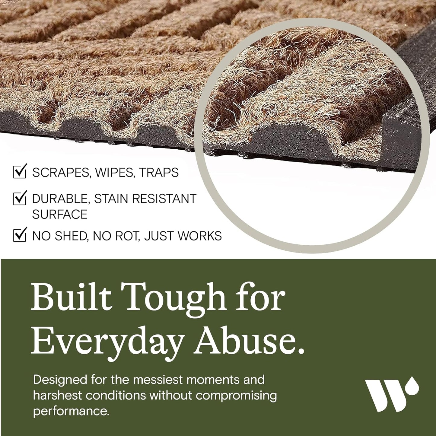 WaterHog Indoor/Outdoor Use Door Mat, 3' x 5', Made in USA, Welcome Mat for Front Door, Durable, Water-Trapping Floor Rug, Decorative, Skid-Resistant Entryway, Boxwood Collection, Khaki/Camel